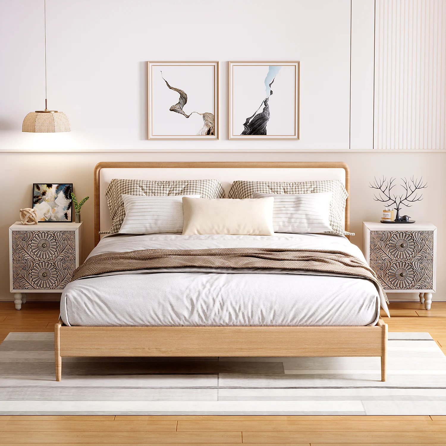 FOROUTIA Wooden Nightstand with 2 Drawers,Vintage MDF Bedside Tables with Storage - Image 17