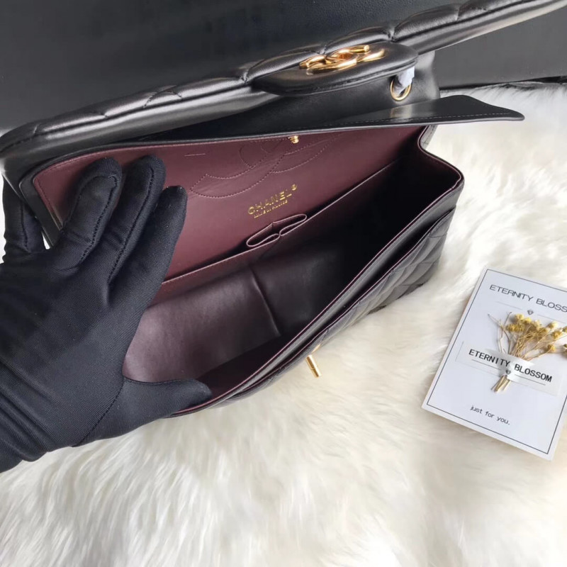 Replica Chanel Lambskin 30Cm Classic Flap Bag A1113 Black1:1High-quality replica