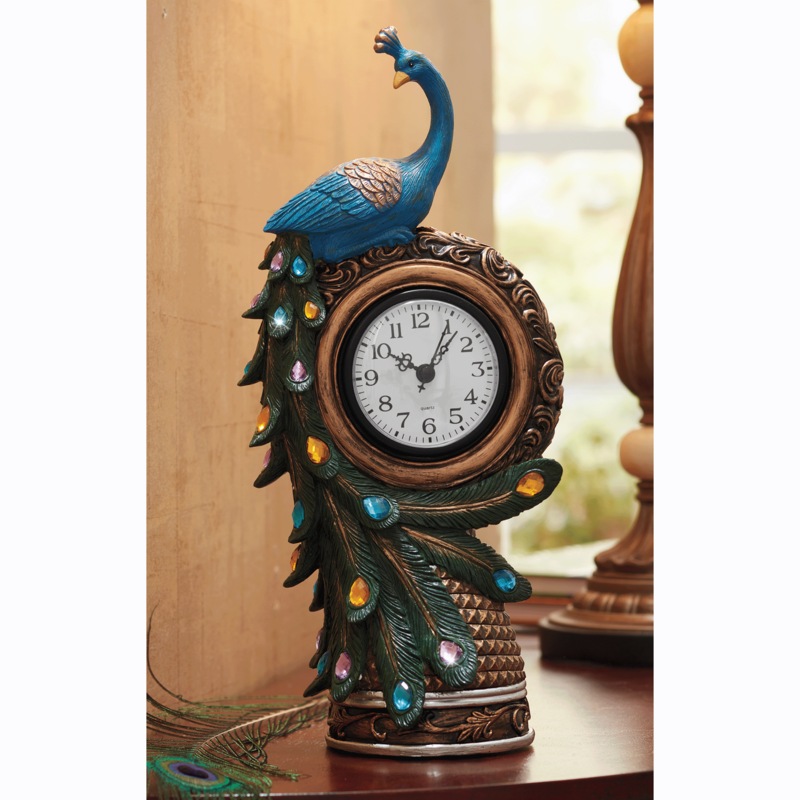 Peacock Table Clock - MIDNIGHT VELVET CATALOG