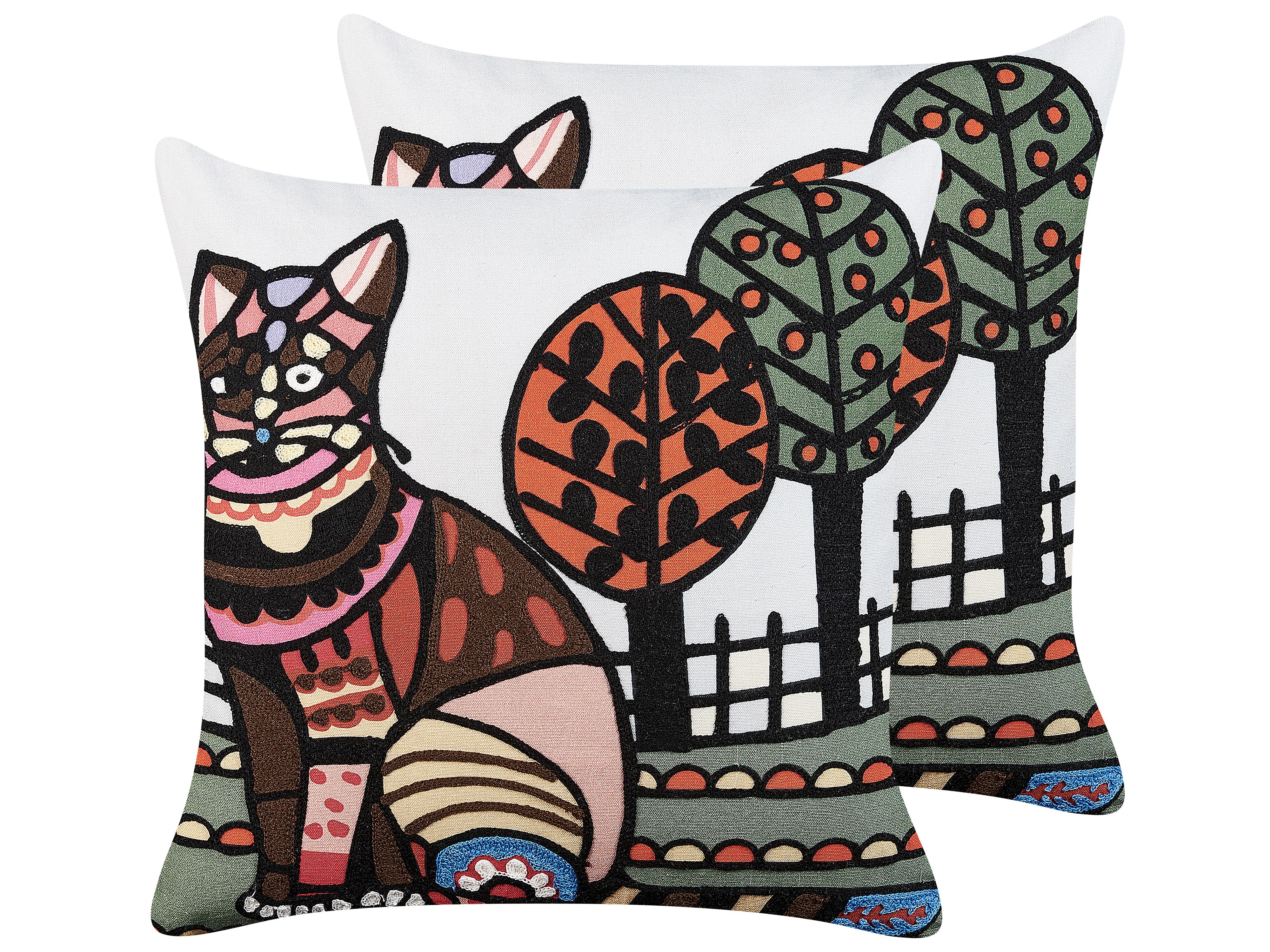 Set of 2 Decorative Cushions MEHSANA Cotton 50 x 50 cm Multicolour Animal Pattern