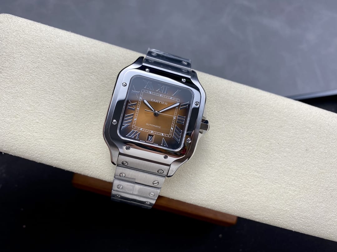 Fake Cartier Watch Santos de Cartier Large Steel Brown Dial WSSA0064-TW(1:1 replica) - Top club