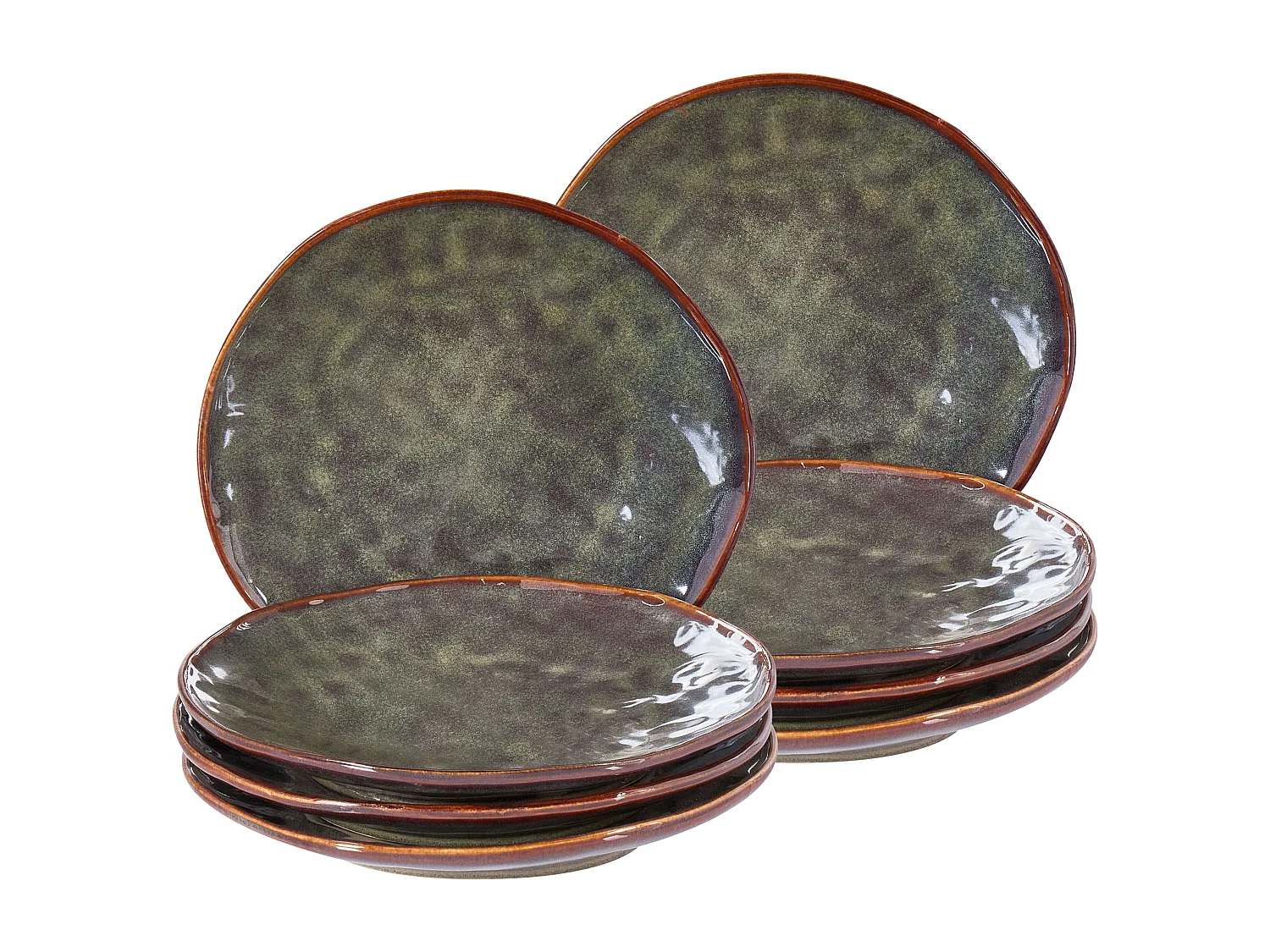 Lot de 8 assiettes à dessert THYME Grès Vert foncé