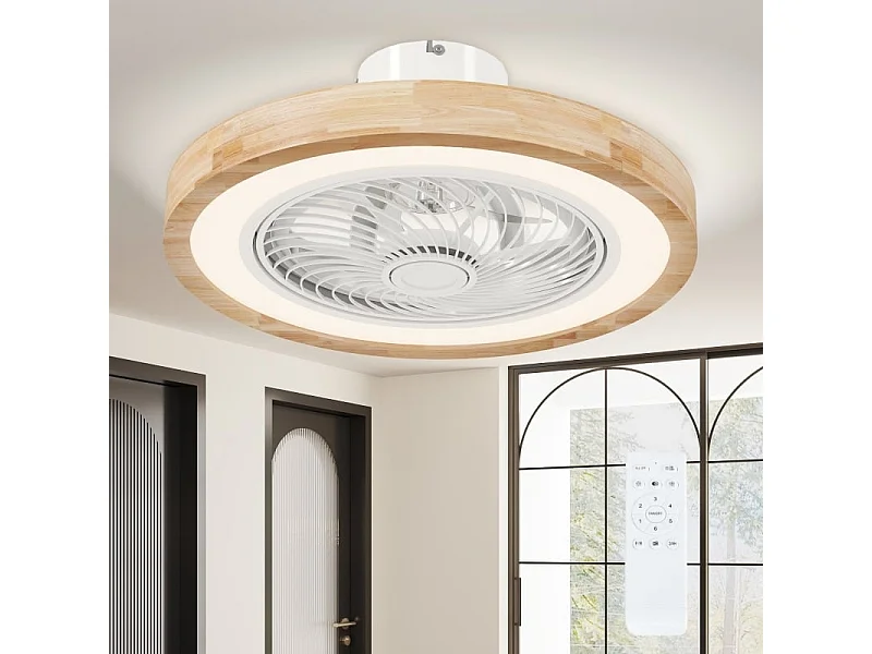 Ventilateur de plafond naturel - Ventilateur de plafond avec lumière LED et 6 vitesses - pour chambre