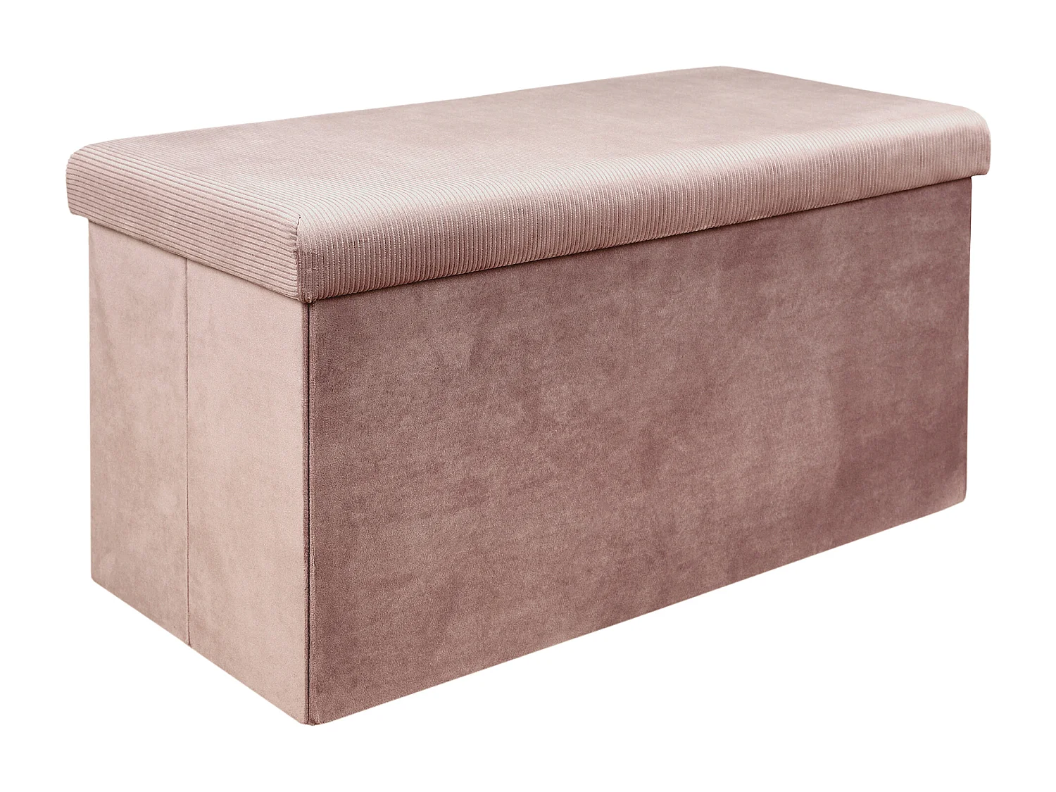 Coffre Banc Pliable - HOME DECO FACTORY - GIULIA - Velours Côtelé - Rose