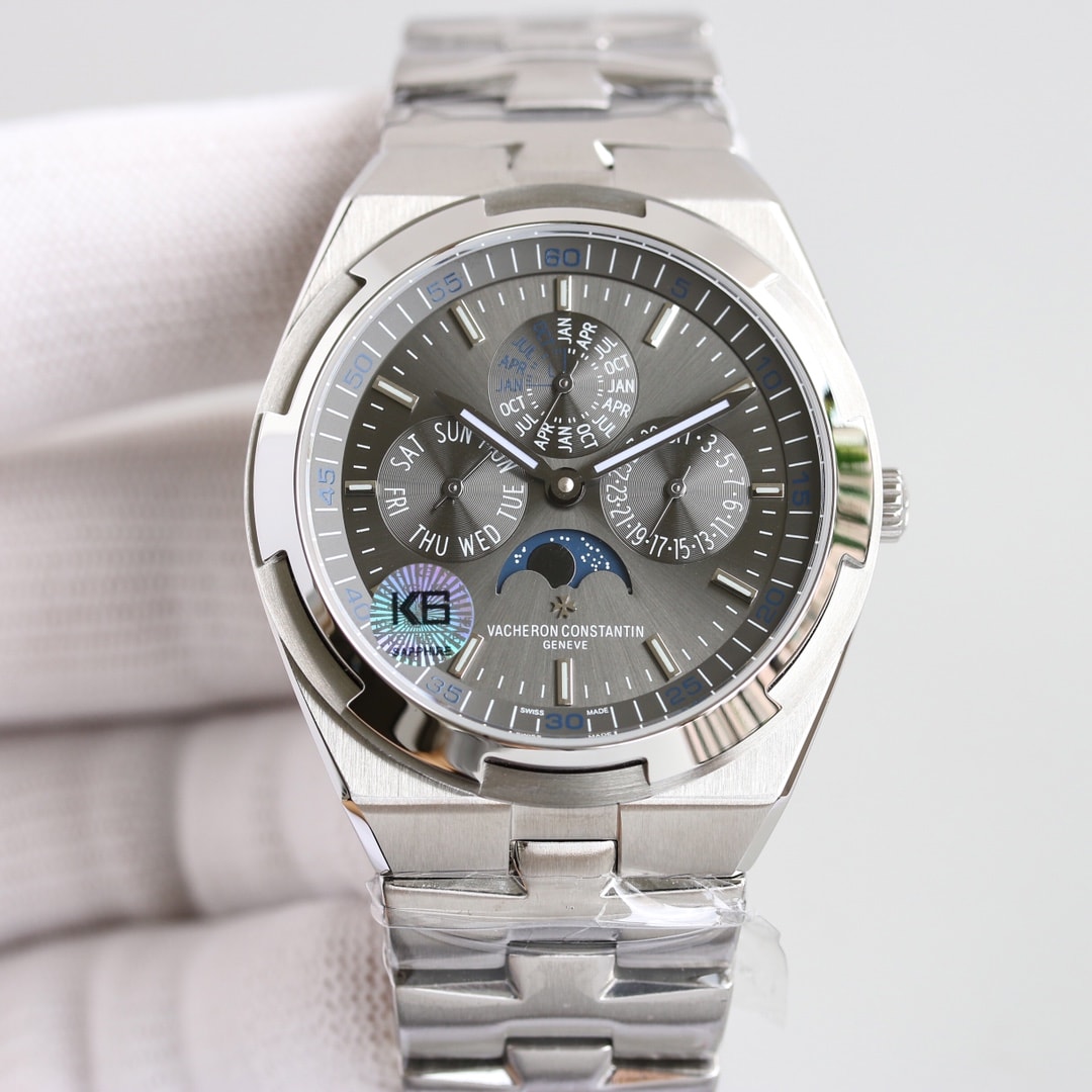 Fake Vacheron Constantin Replica Watch Overseas perpetual calendar ultra-thin Boutique Exclusive 41.5 MM WHITE GOLD 4300V/220G-B945(1:1 replica) - Top club