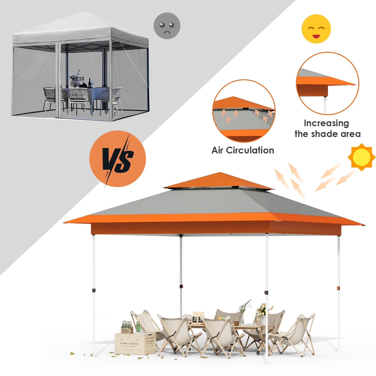 Pirecart 12' x 12' Pop-up Canopy Tent Waterproof Outdoor Gazebo Shelter with Wheeled Bag, Instand Canopy , White - Image 34