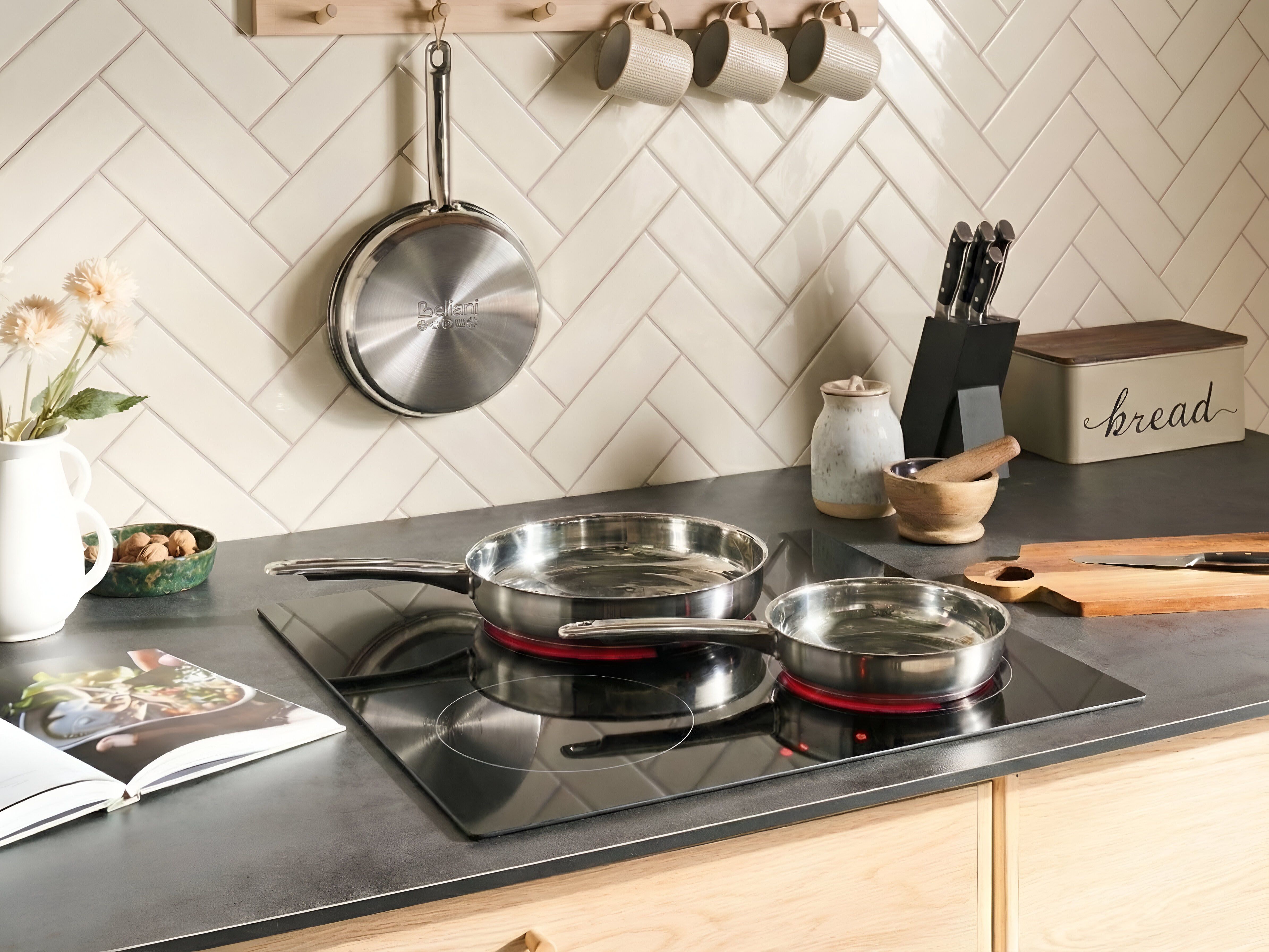 Set of 3 Frying Pans PRIMECOOK Stainless Steel Silver