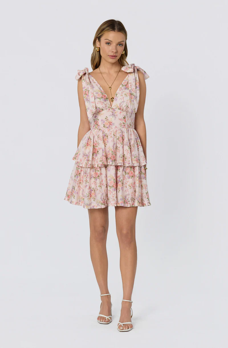 Ainlay Floral Tiered Mini Dress