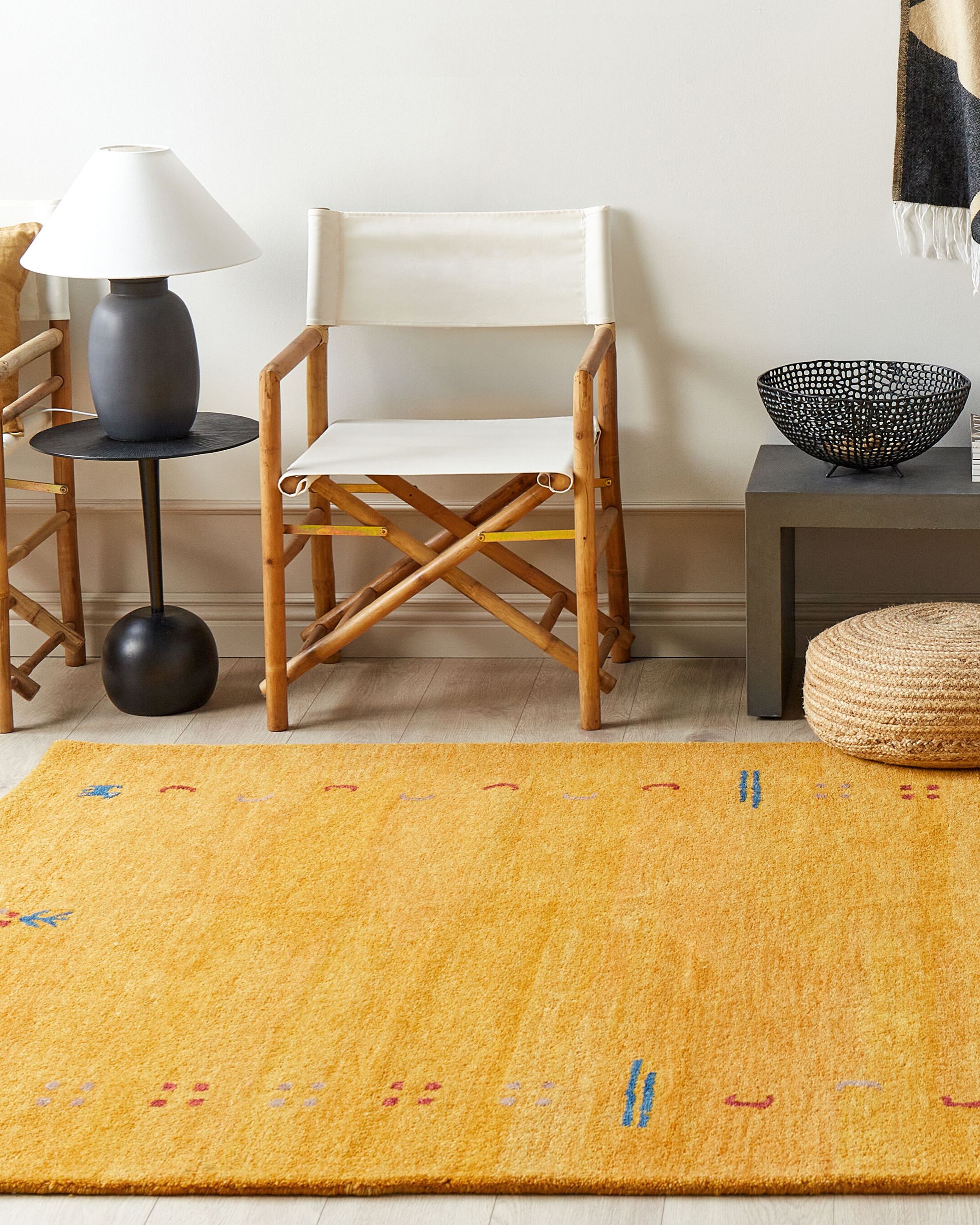 Rug AKALAN Yellow 160 x 230 cm Wool Gabbeh