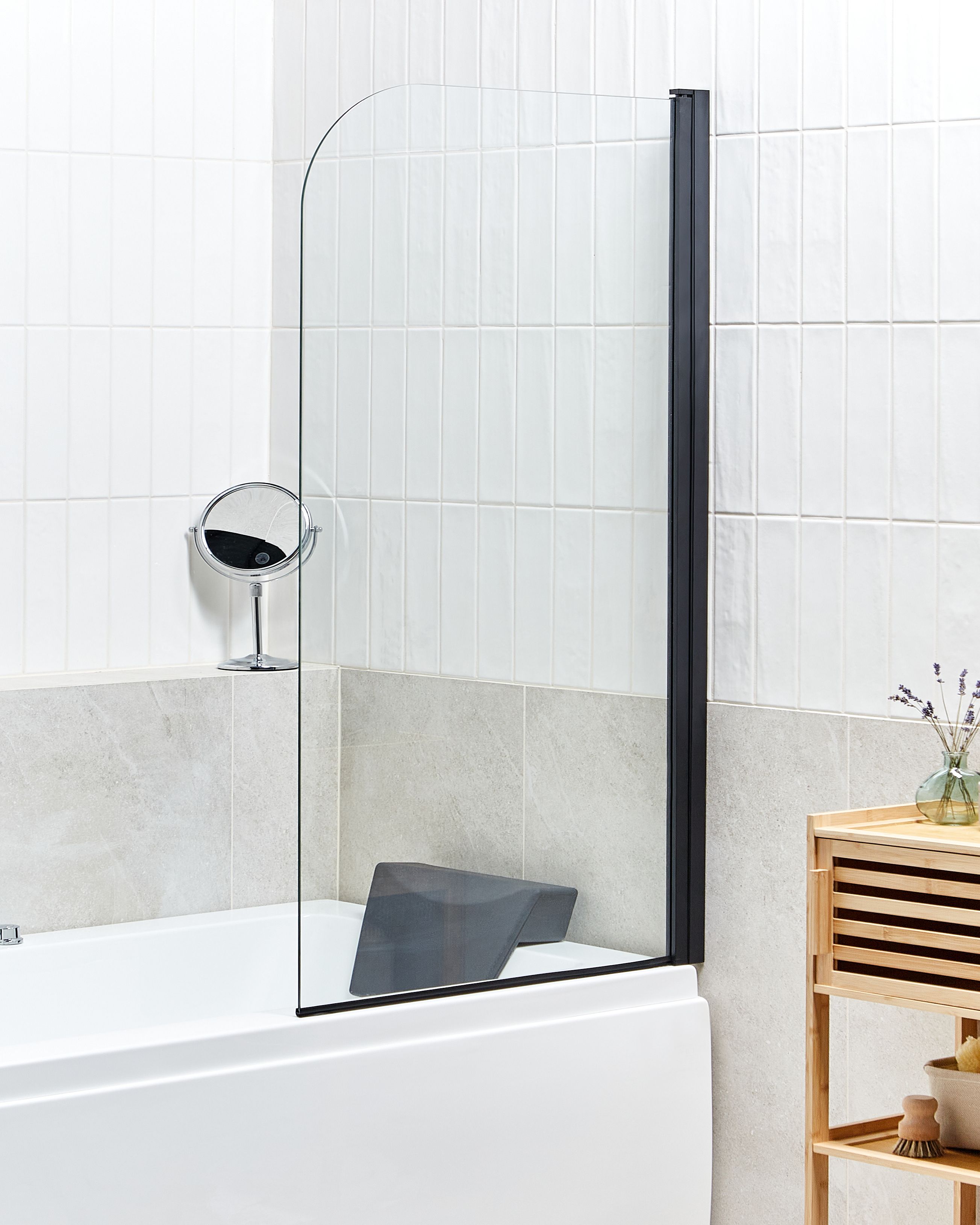 Shower Bath Screen LAPAN 1400 x 800 mm Black