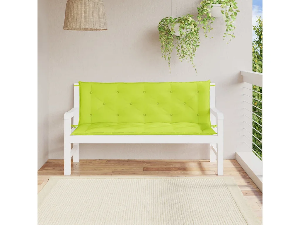 Coussins de banc de jardin lot de 2 vert vif tissu Oxford