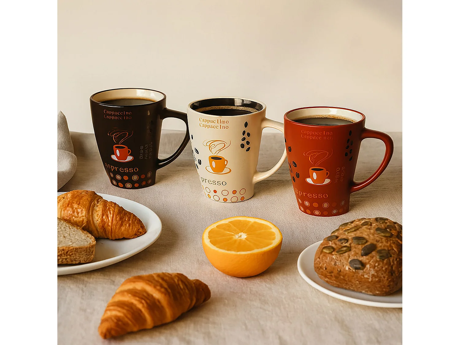 Novastyl - Lot 6 Mugs Nova 25cl En Grès 3 Couleurs Assorties