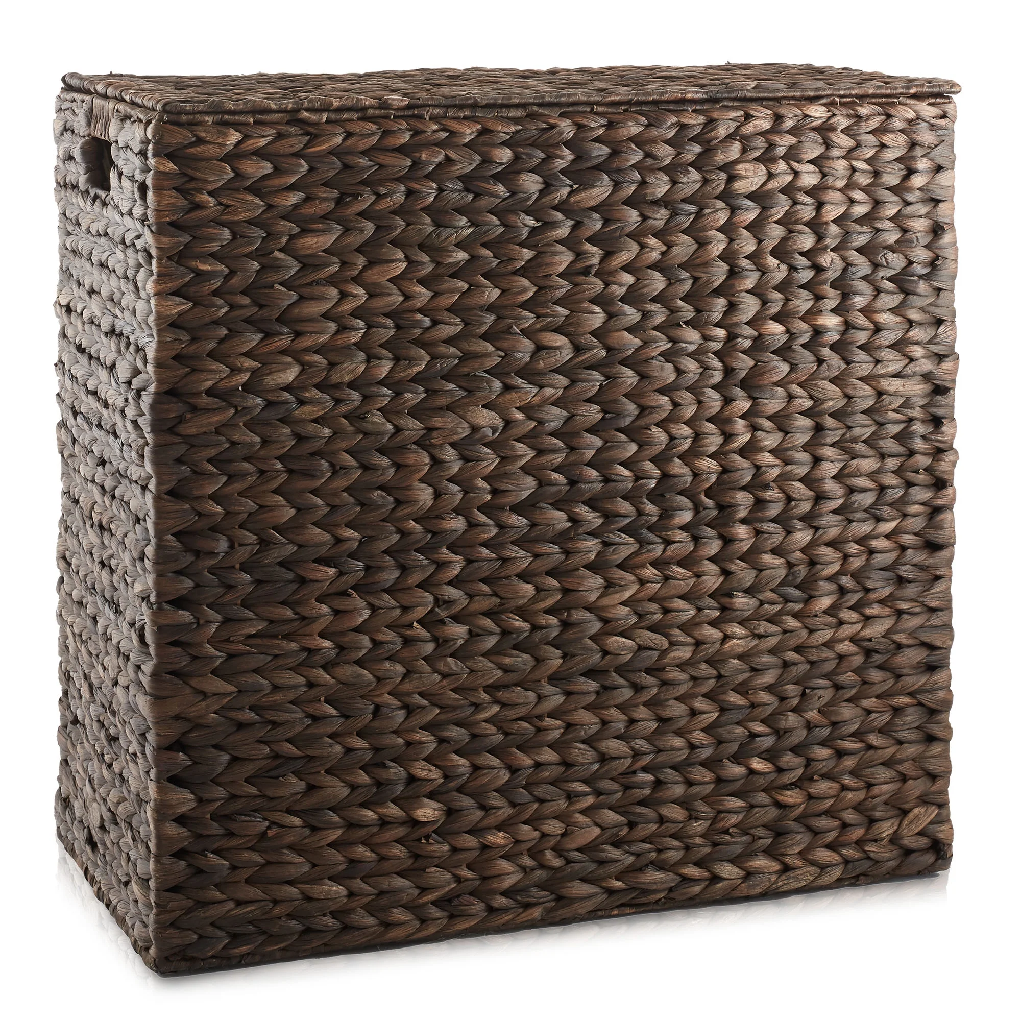 Casafield 2-Section Laundry Hamper with Lid and Removable Liner Bags - Natural, Woven Water Hyacinth Laundry Basket for Clothes - Image 11