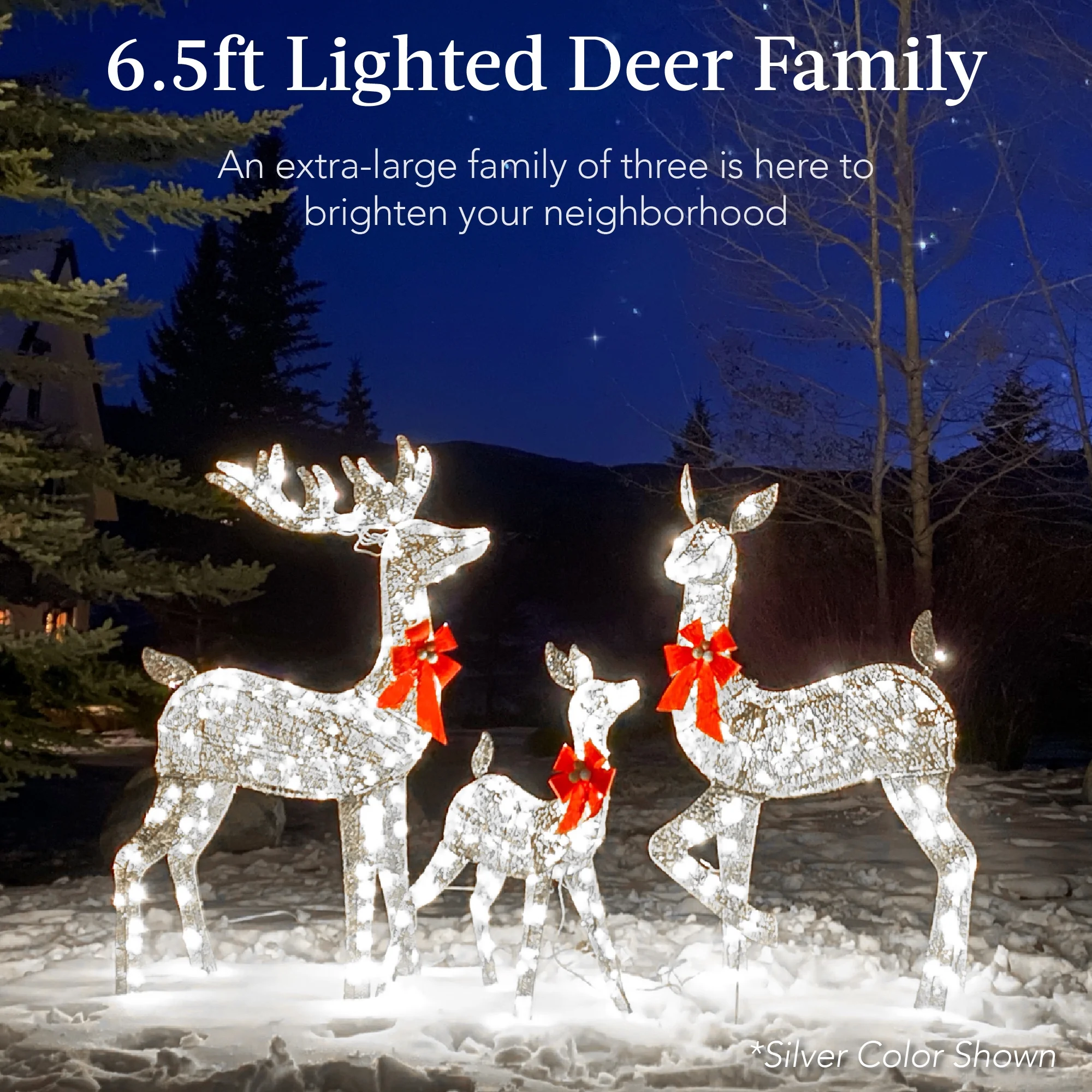 Best Choice Products 6.5ft 3-Piece Lighted Christmas Deer Set Outdoor Yard Decoration w/ 385 LED Lights, Stakes - Gold - Image 27