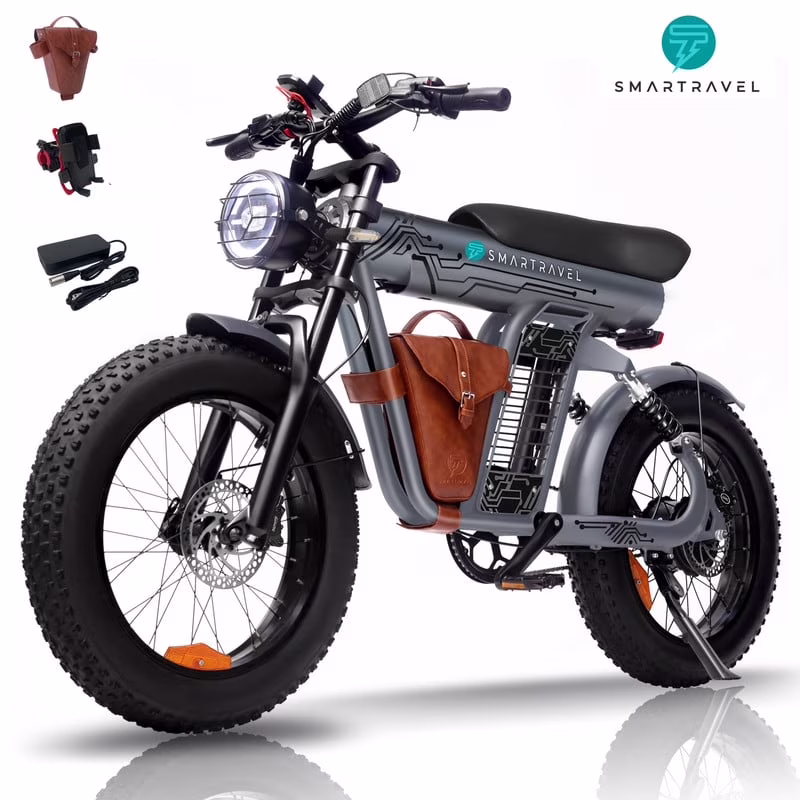 3000W(Peak) Motor 35MPH SMARTRAVEL ST202 Electric Dirt Bike for Adults, 52V50AH Dual Battery Ebike, 92+ Miles Range
