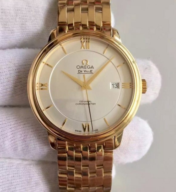 Replica Omega MK De Ville 39.5mm White Dial YG Case SS Bracelet A2824 - Top club