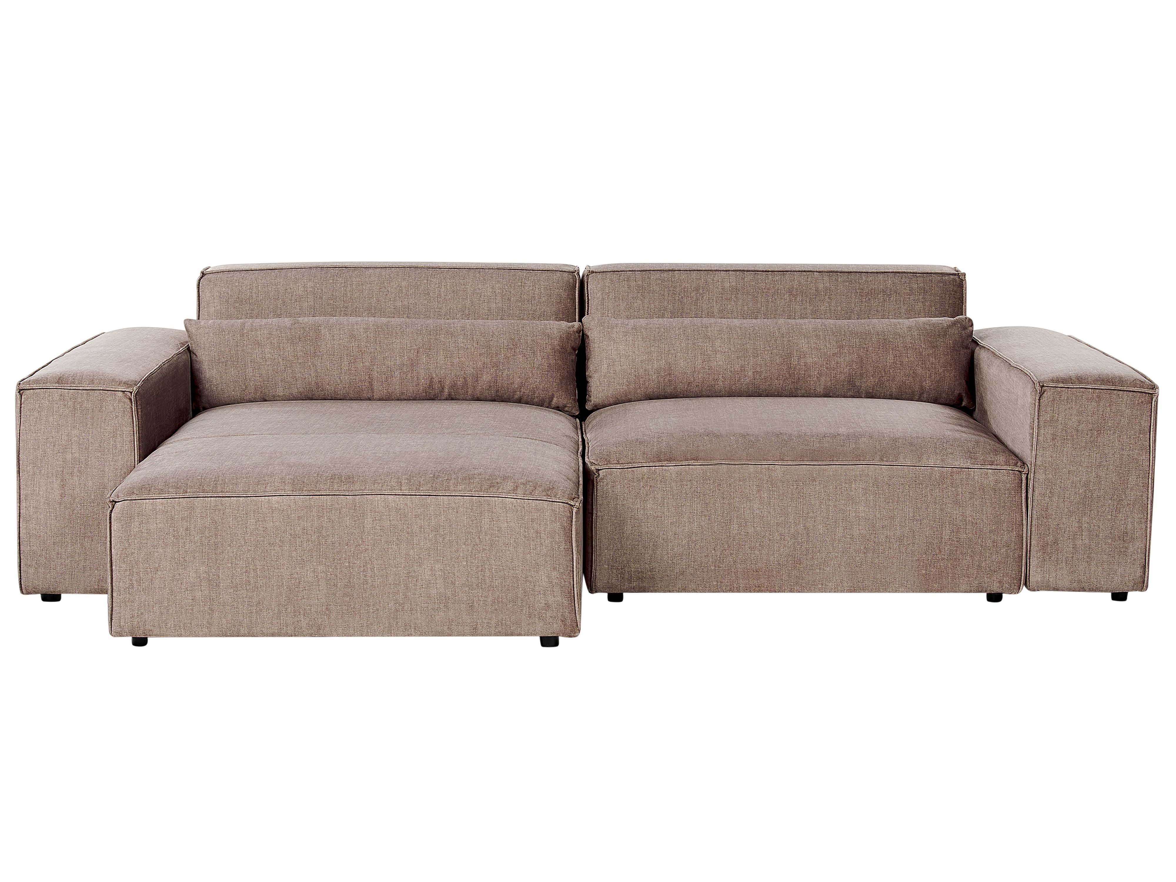 Modular Corner Sofa 3 Seater HELLNAR Fabric Light Brown Right Hand