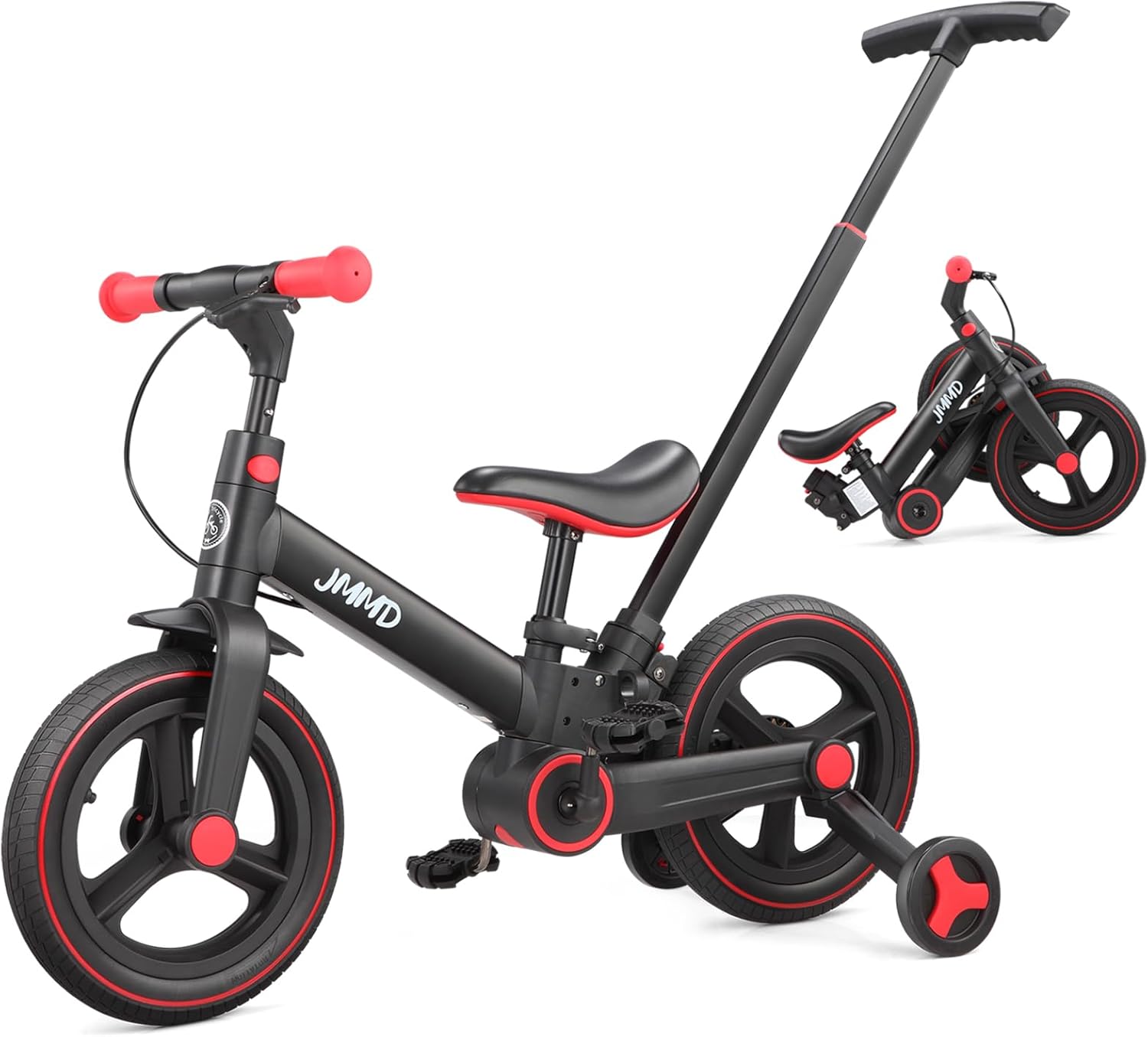 JMMD 6 in 1 Toddler Bike with Push Handle for Kids 18-60 Months, 12
