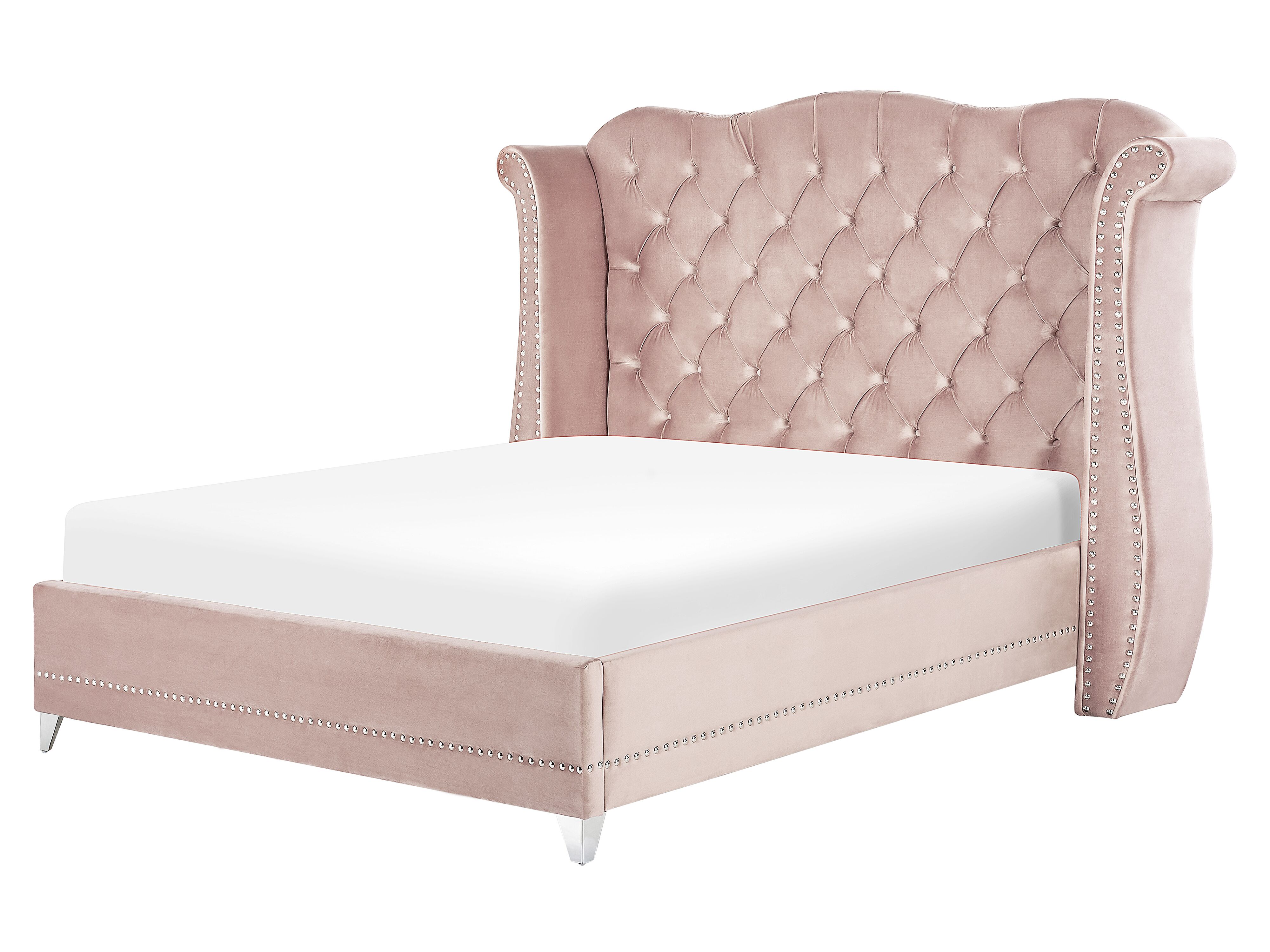 Bed Velvet AYETTE 180 x 200 cm (EU Super King) Pastel Pink