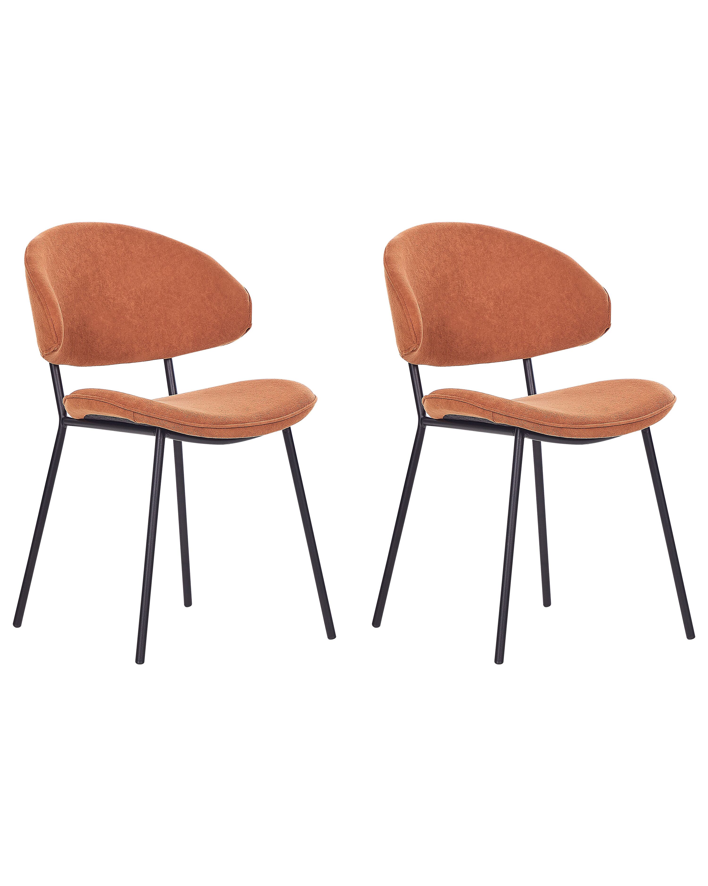 Set of 2 Dining Chairs KIANA Fabric Orange