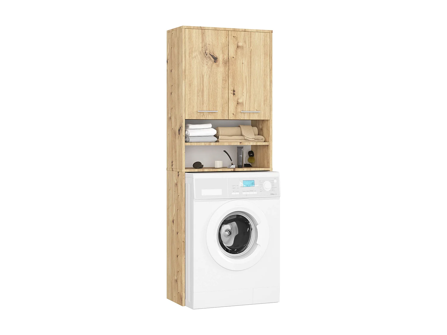 Meuble de rangement pour machine à laver, 2 portes, 64 x 30 x 180 cm