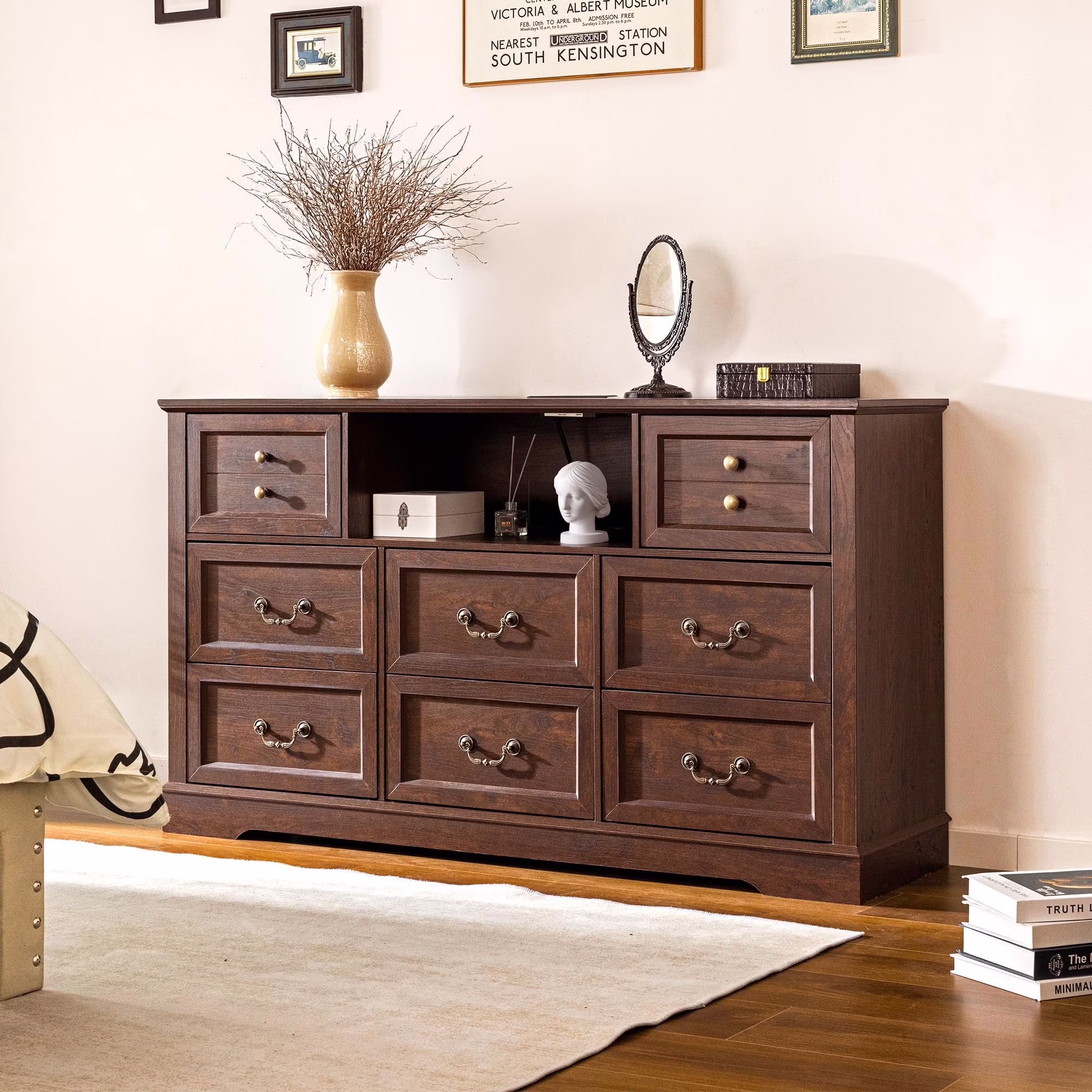 EnHomee Wood Dressers for Bedroom with 9 Drawers White Dresser Chest of Drawers for Living Room - Image 3