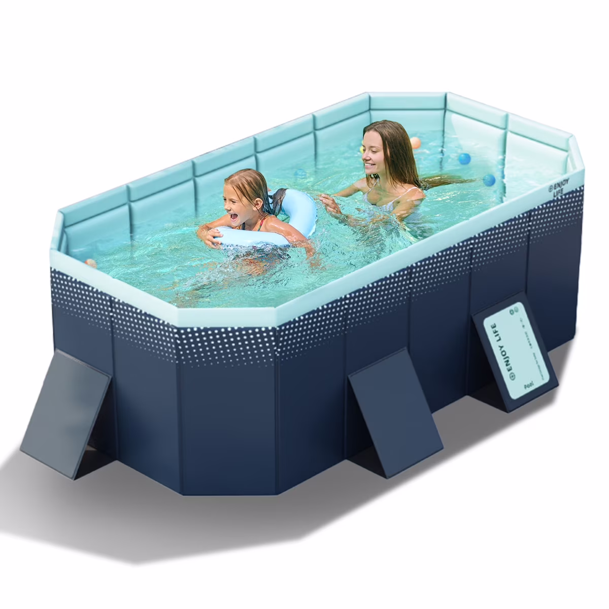 Foldable Swimming Pool, Large Non-Inflatable Outdoor Pools for Kids Adults Above Ground Pools, 116in - Image 5