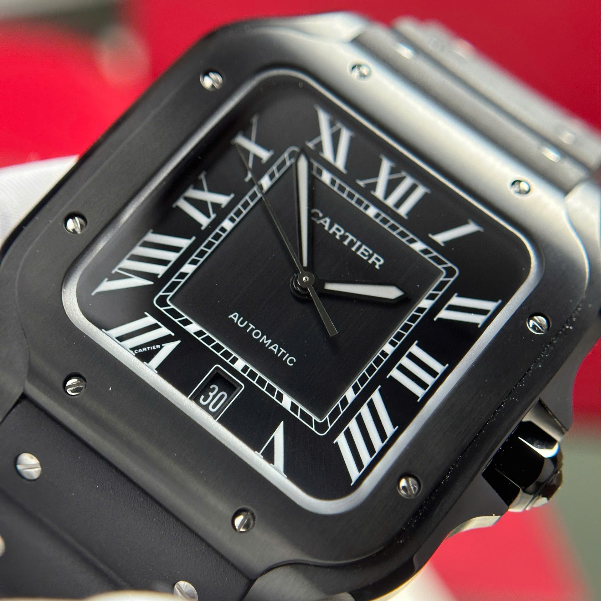Cartier Santos Black Replica 11 Watch Rubber Strap BV Factory 39.8mm - Top club