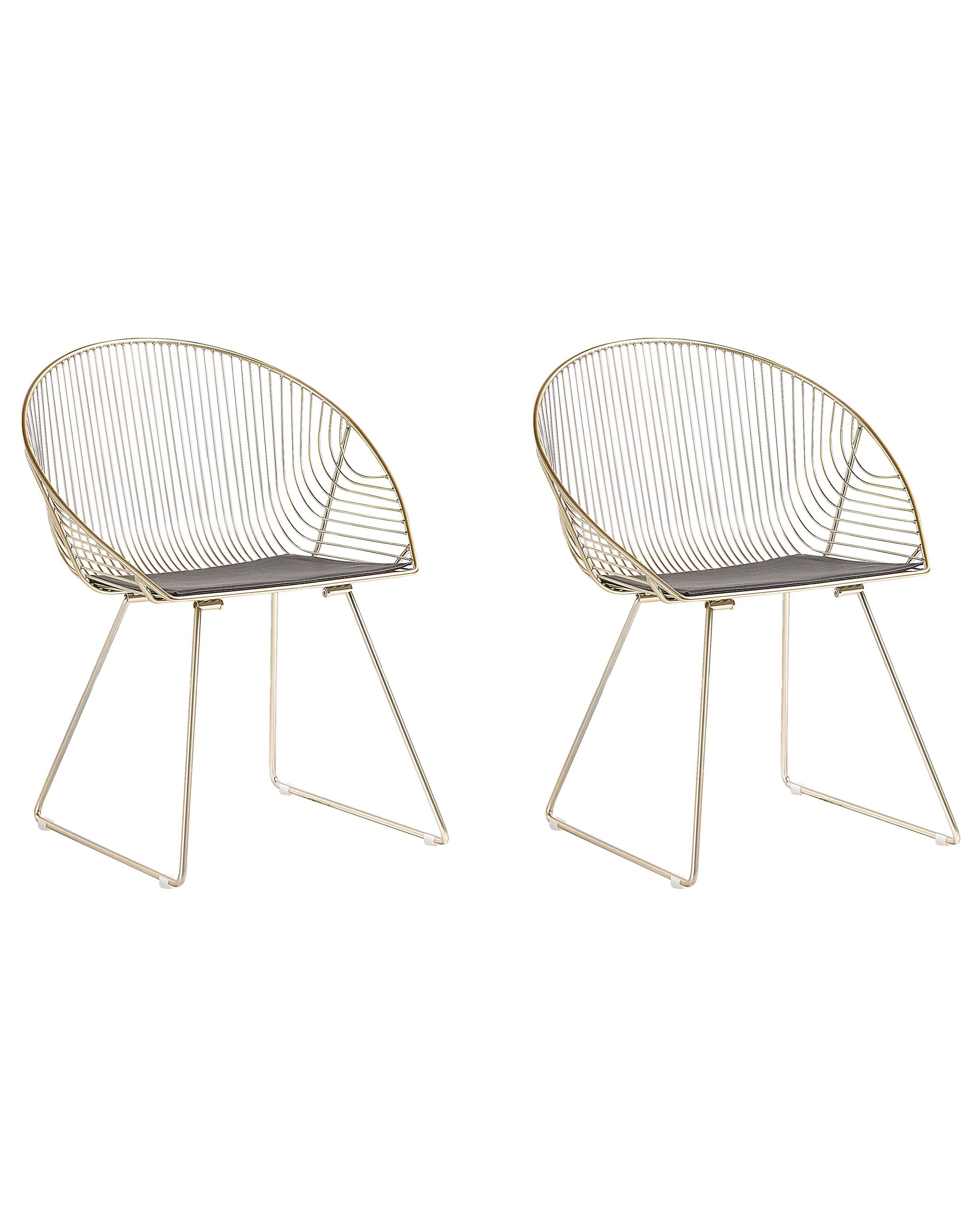 Set of 2 Dining Chairs AURORA Metal Gold