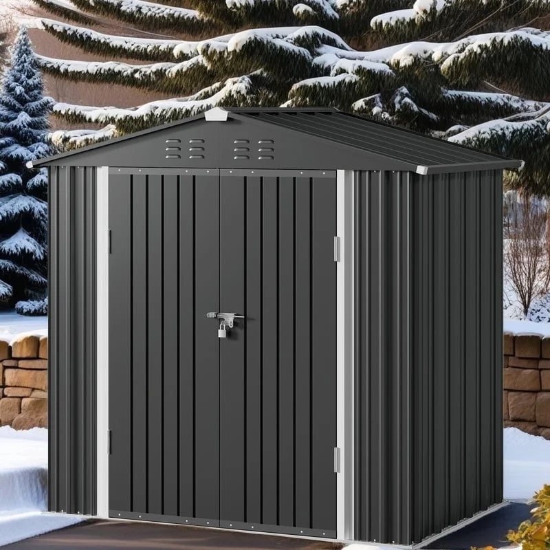 5'x3' Outdoor Storage Shed, Lofka Metal Storage Tool Shed with Single Lockable Door, for Bike| Garden Tools| Patio, Grey - Image 34