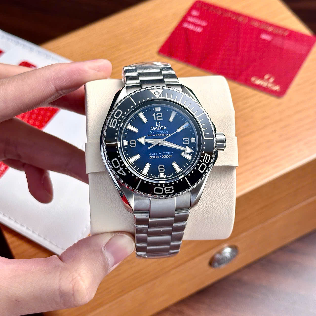 Omega Seamaster Planet Ocean 6000M Ultra Deep Replica Watches Blue Dial VSF 45.5mm - Elite Watch Atelier