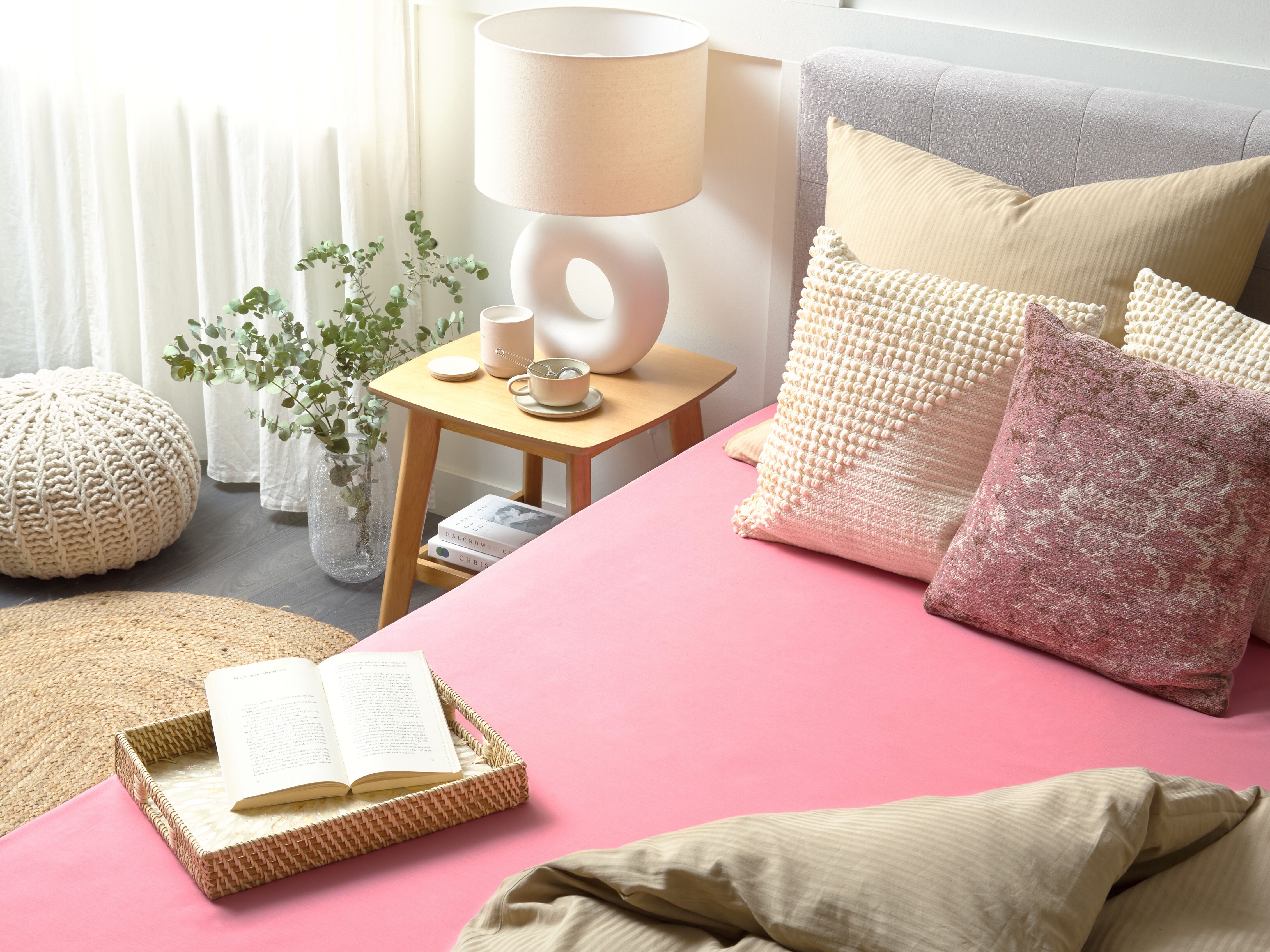 Fitted Sheet JANBU Cotton 200 x 200 cm Coral