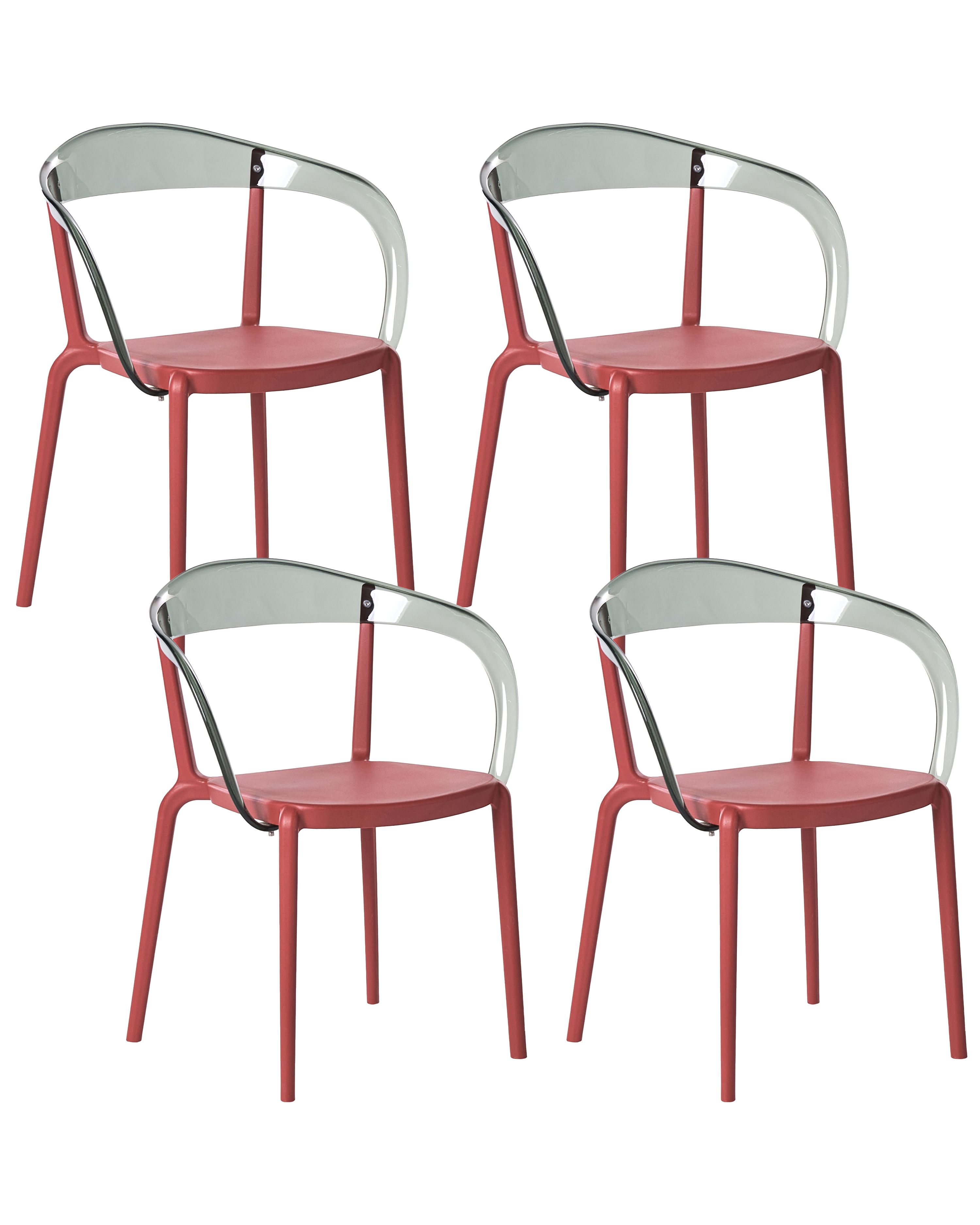 Set of 4 Garden Chairs MALEVIZI Stacking Red