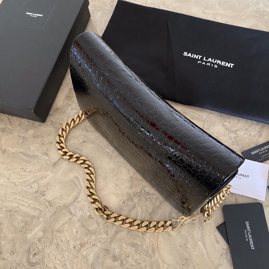 ELISE SHOULDER BAG IN ALLIGATOR-EMBOSSED PATENT LEATHER1:1High-quality replica
