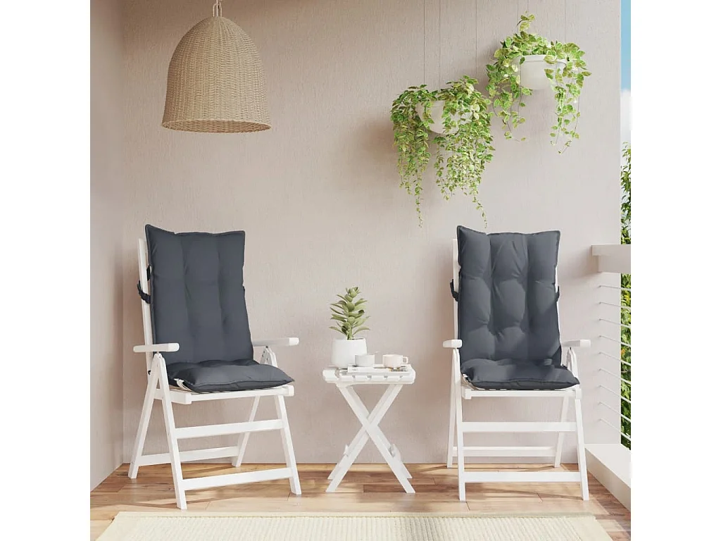 Coussins de chaise à dossier haut lot de 2 anthracite