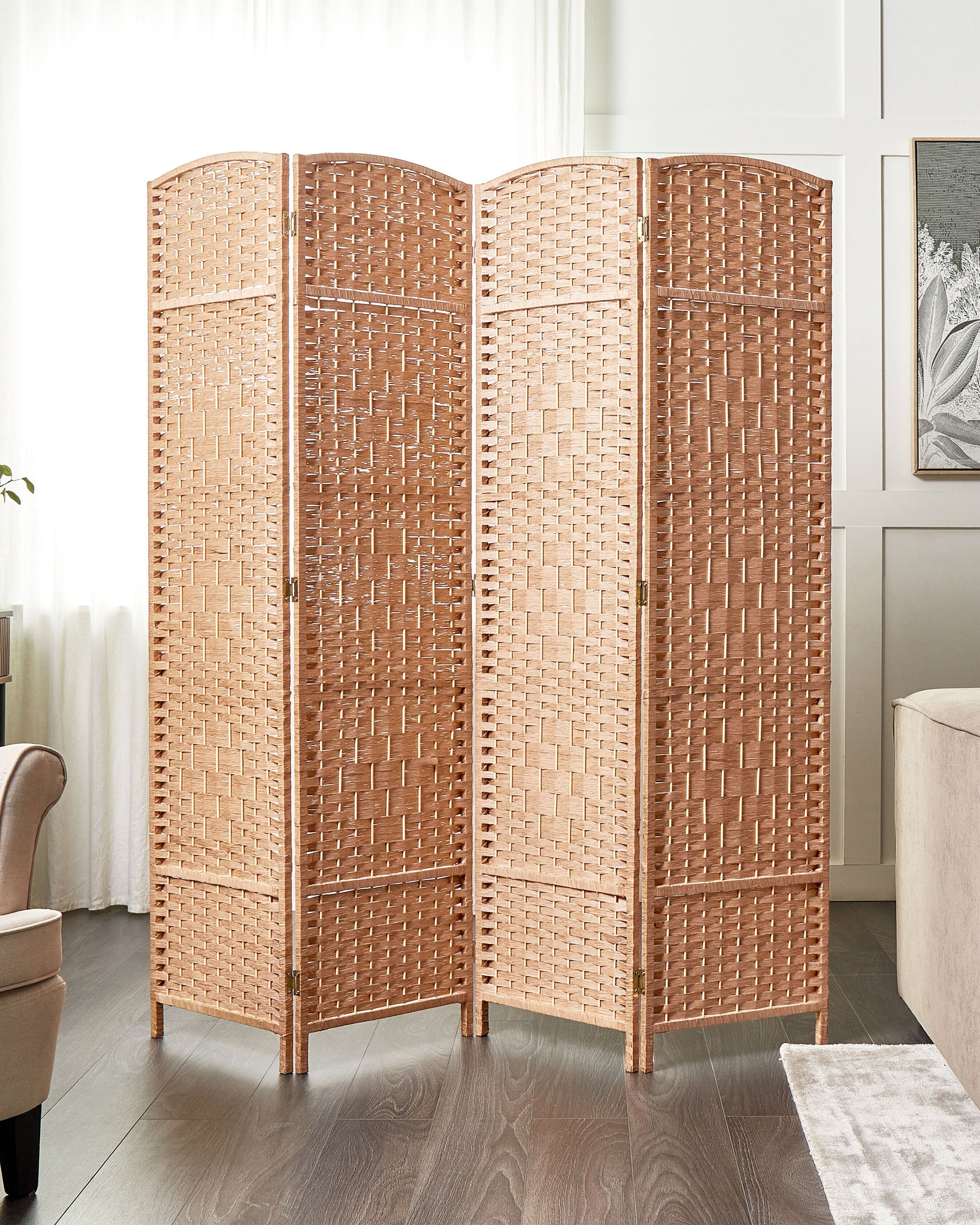 4 Panel Room Divider LAPPAGO Natural 163 cm 170 cm
