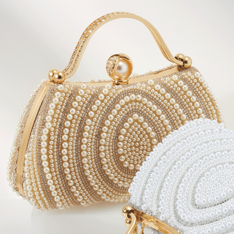 Faux Pearl Embellished Clutch with Catch Closure - MIDNIGHT VELVET CATALOG