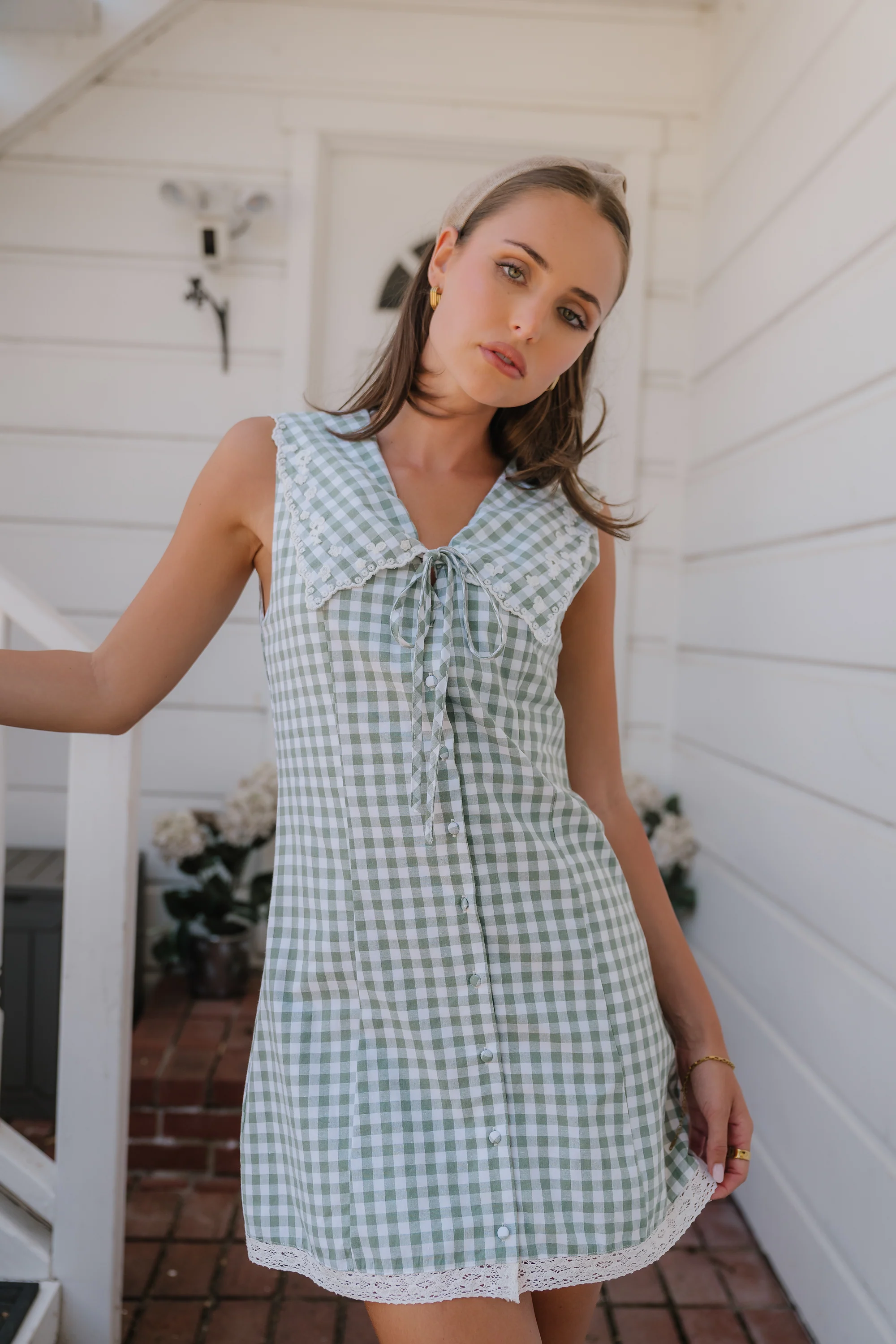 Millie Gingham Sleeveless Mini Dress