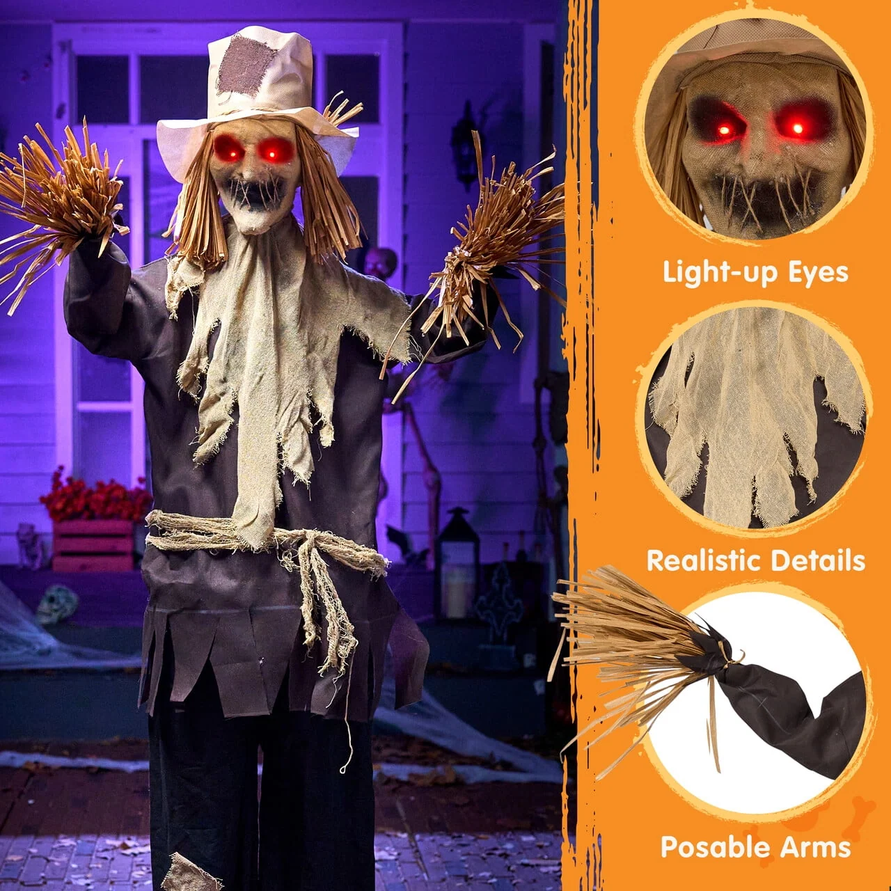 Joyfy Halloween Decorations Outdoor, Sound Activated with LED Eyes & Sound & Motion, Decor for Yard Farm Garden Indoor Haunted House - Image 15 Joyfy Halloween Decorations Outdoor, Sound Activated with LED Eyes & Sound & Motion, Decor for Yard Farm Garden Indoor Haunted House - Image 15