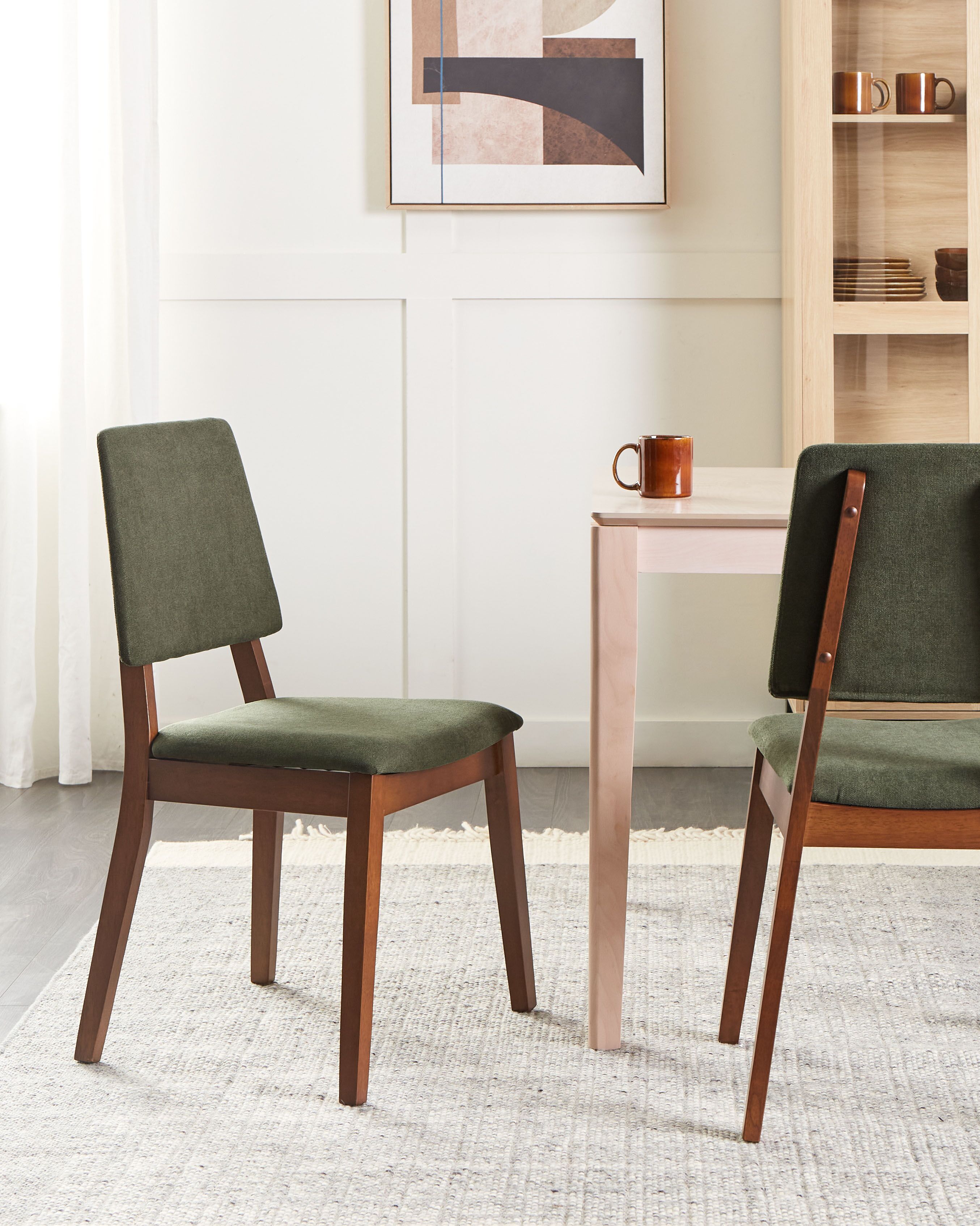 Set of 2 Dining Chairs MERRILL Wood Dark Green