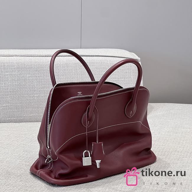 Hermes Bolide Bag Swift Leather Silver Red 35cm