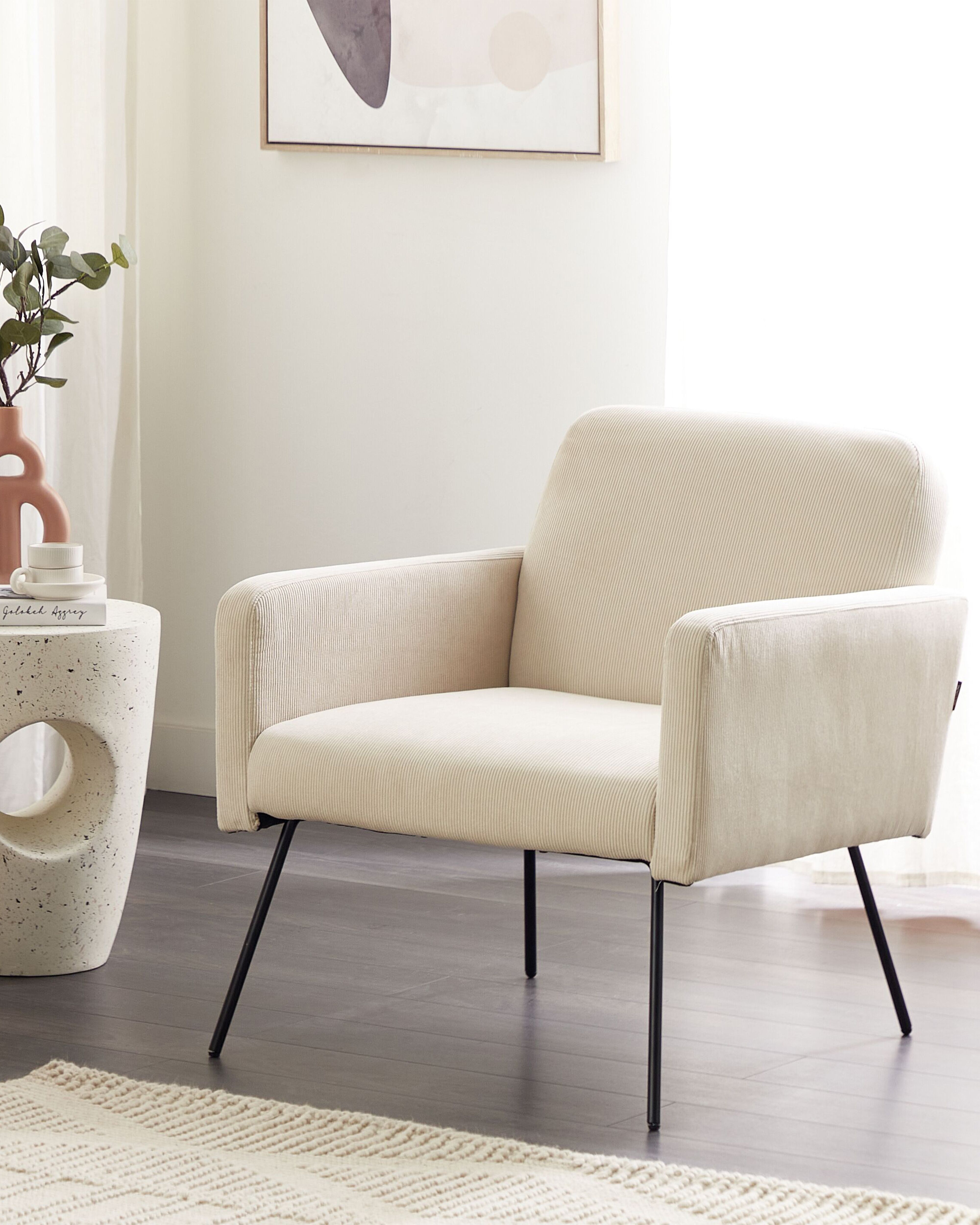 Armchair NARKEN Corduroy Light Beige