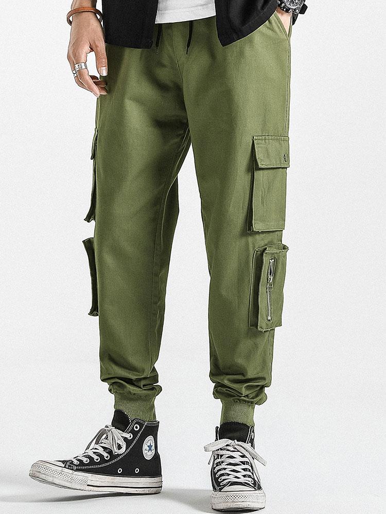 Drawstring Elastic Waist Cargo Joggers