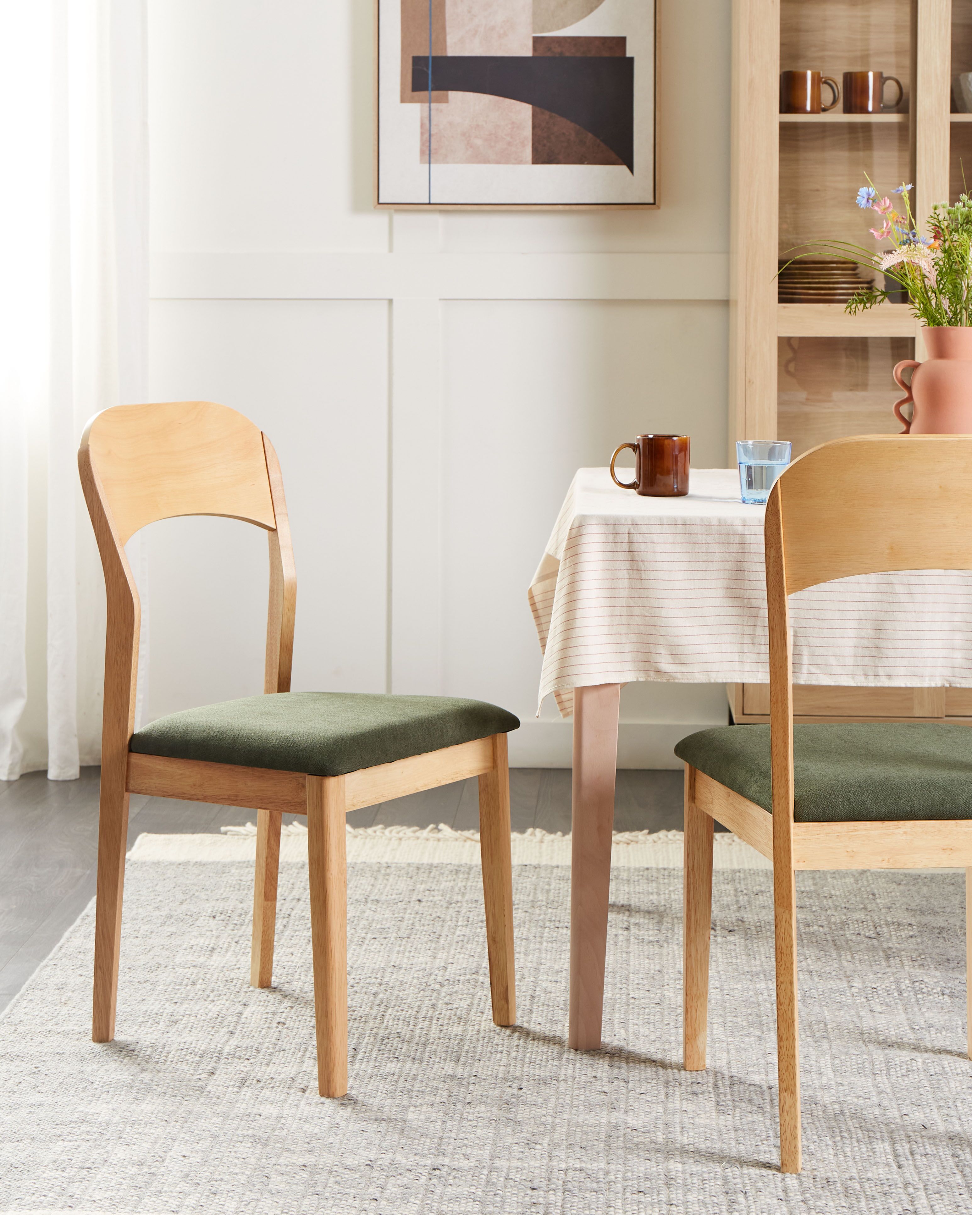 Set of 2 Dining Chairs ALVIN Wood Light Brown