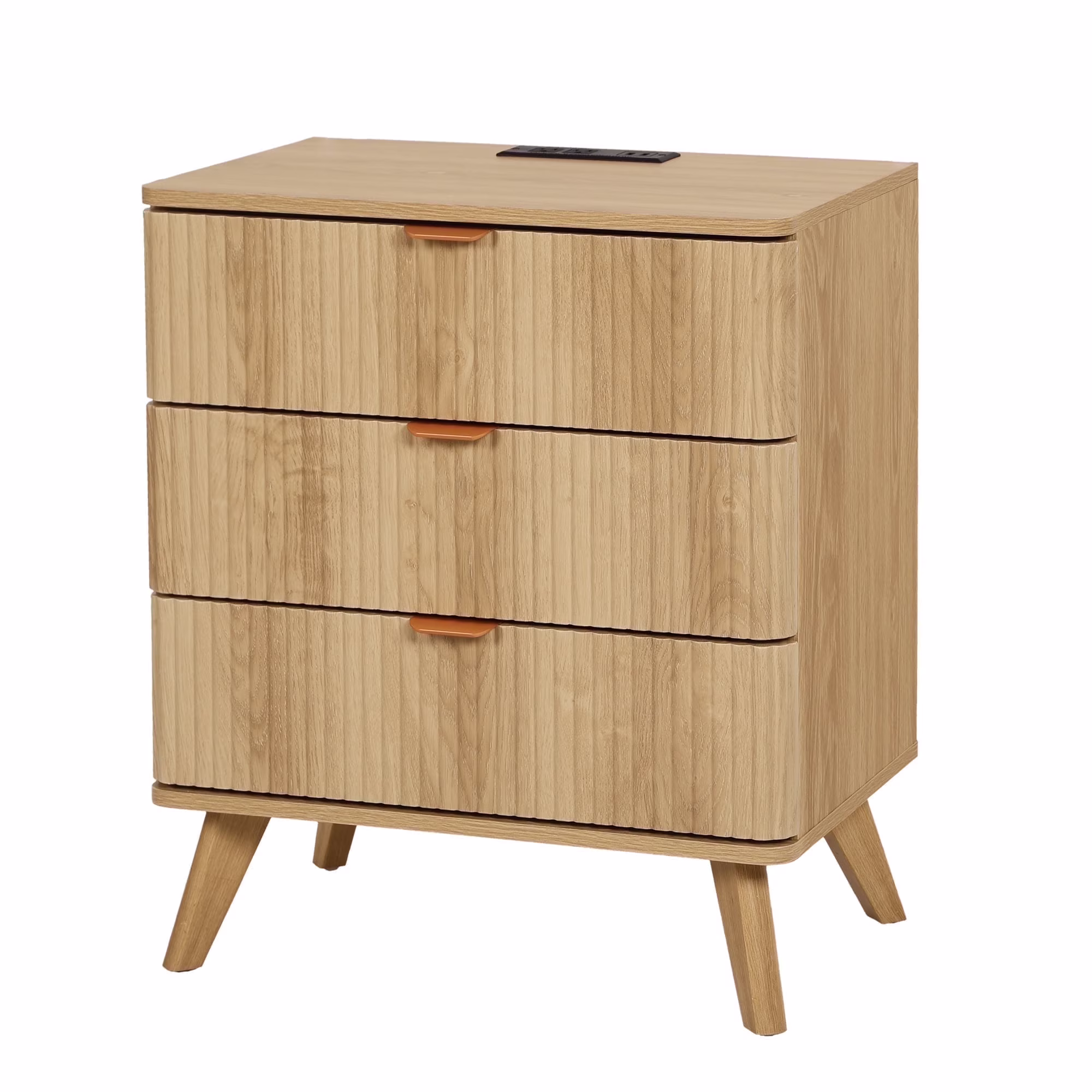 YOCWO Fluted Nightstand for Bedroom Set of 2 , Wood Bedside Table Set of 2 with Drawers, Black - Image 7
