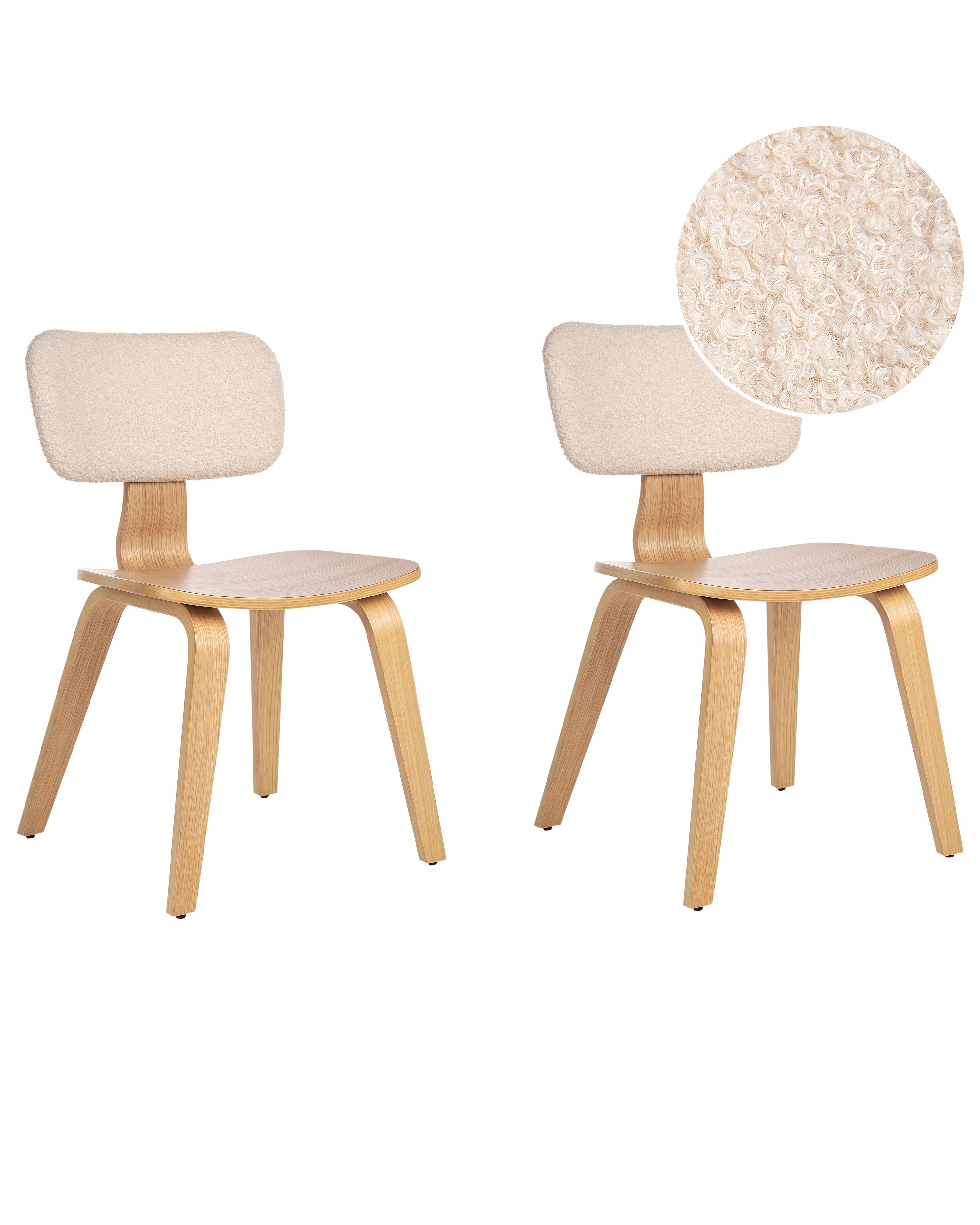 Set of 2 Dining Chairs LUCINDA Wood Light Brown