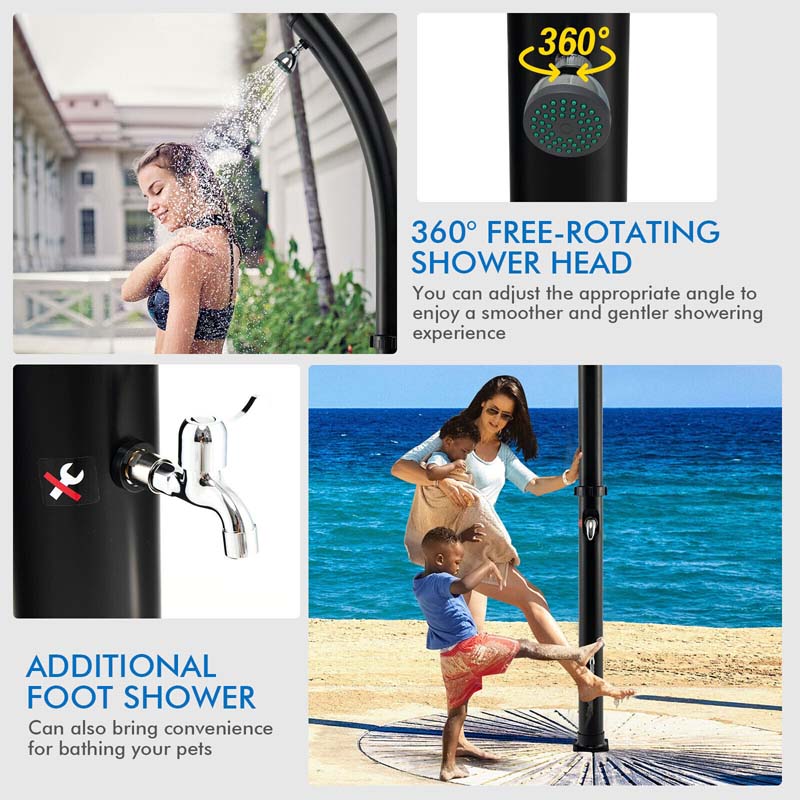 Eletriclife 7.2 Feet 5.3 Gallon Solar-Heated Shower with 360° Rotating Shower Head