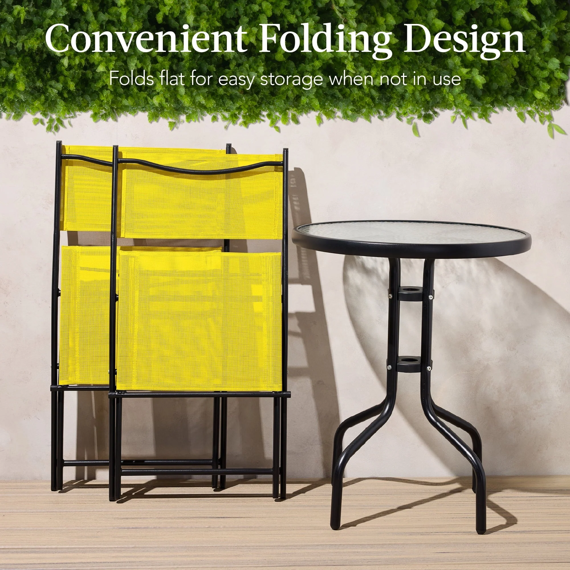 Best Choice Products 3-Piece Patio Bistro Dining Set With Glass Tabletop And Folding Chairs - Gray - Image 53 Best Choice Products 3-Piece Patio Bistro Dining Set With Glass Tabletop And Folding Chairs - Gray - Image 53