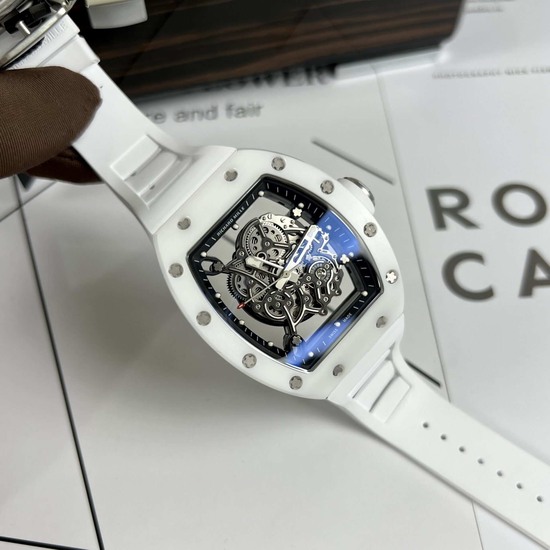 Richard Mille RM055 White High Quality Replica Watch 45mm - Elite Watch Atelier