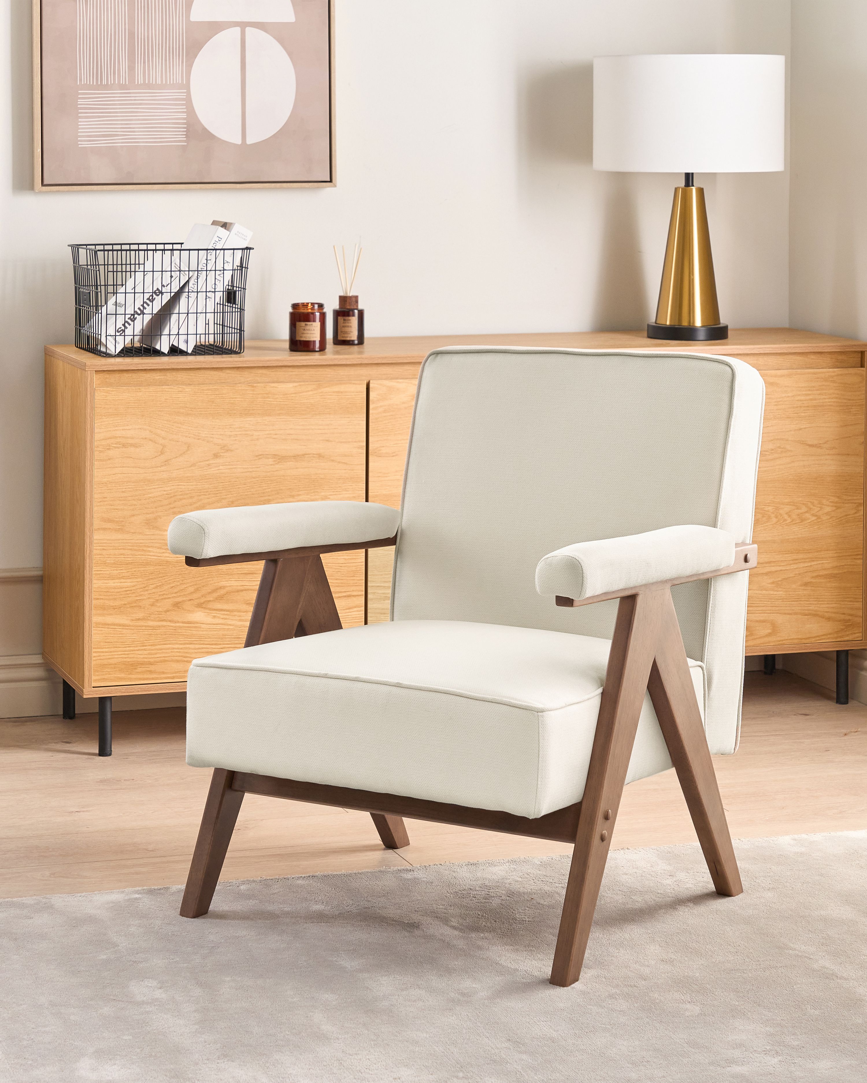 Armchair EVJE Fabric Light Beige